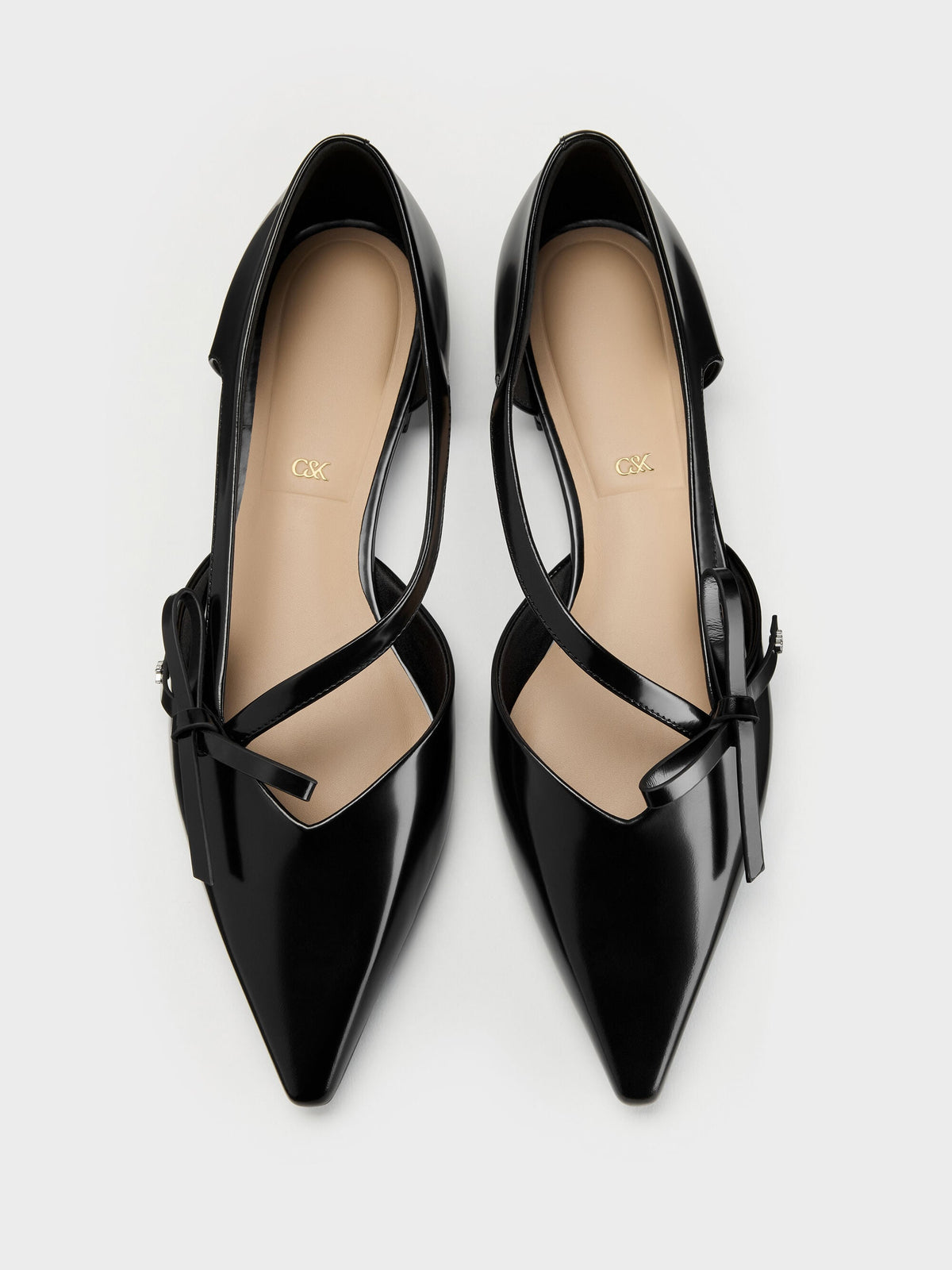 CHARLES & KEITH New / Anastasia Leather D'Orsay Flats - Black Box