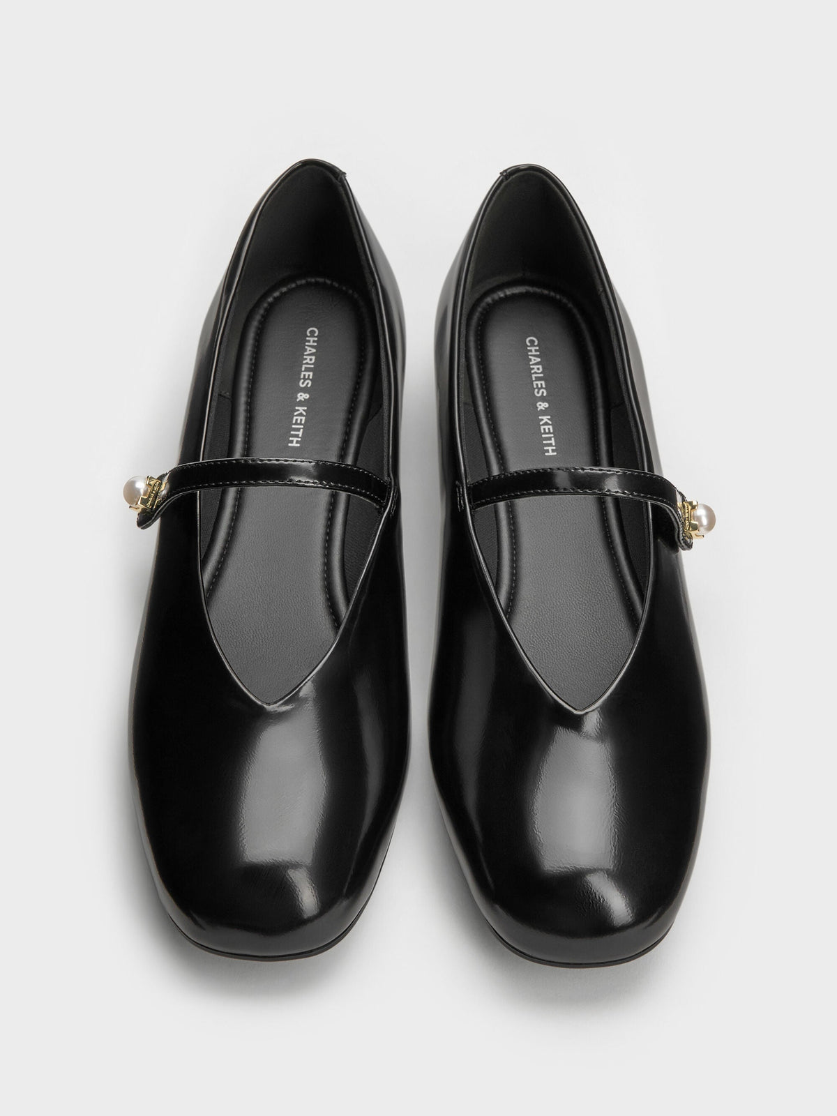 CHARLES & KEITH Popular / Marie Pearl Mary Jane Flats - Black Box