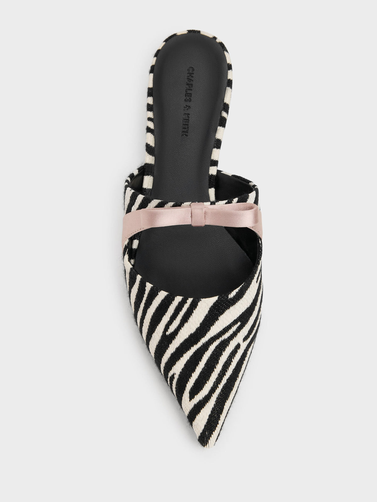 CHARLES & KEITH Classic / Kaleen Zebra-Print Pointed Mules - Animal Print Black