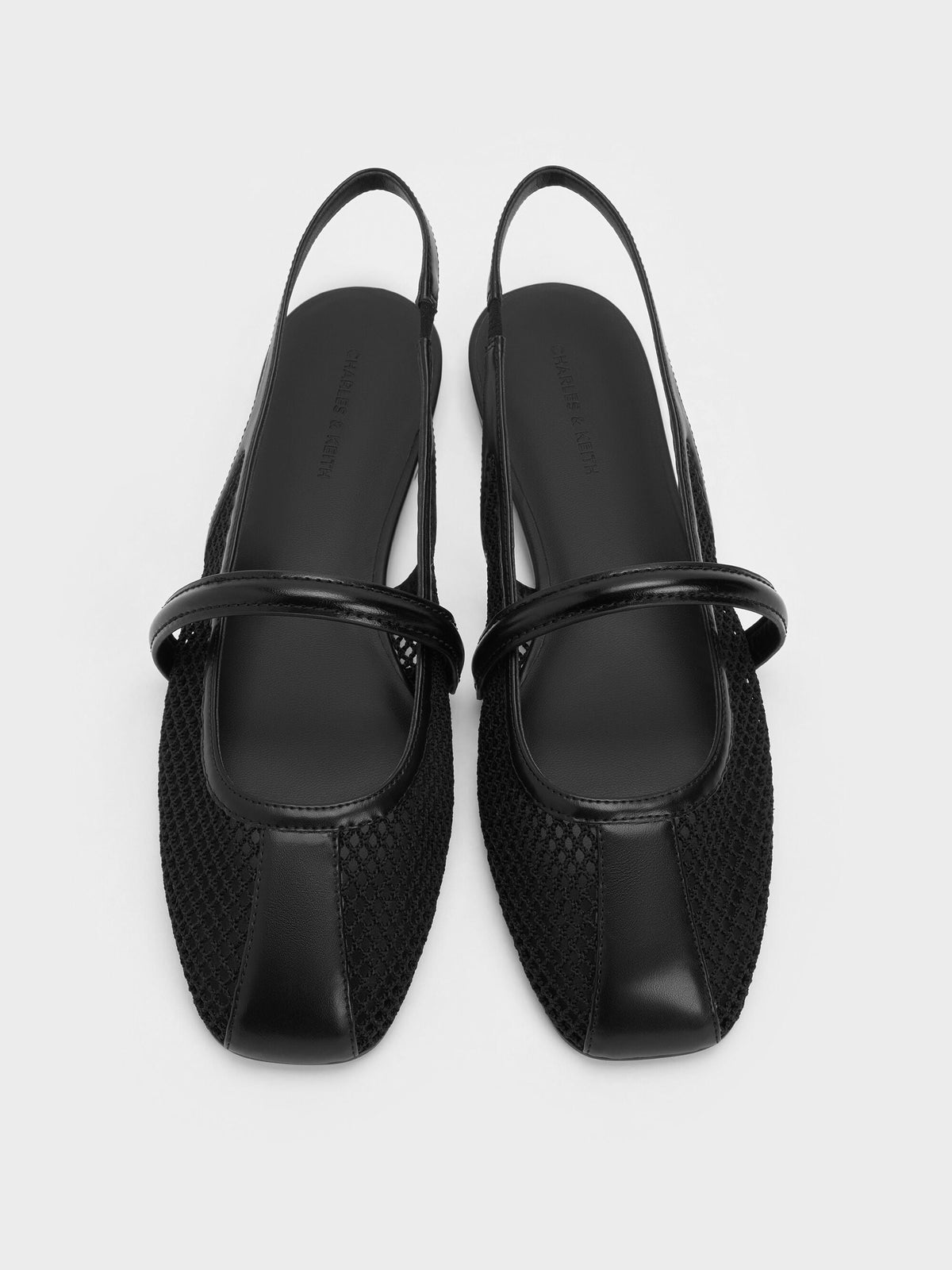 CHARLES & KEITH Trending / Ellory Mesh Slingback Mary Jane Flats - Black Textured