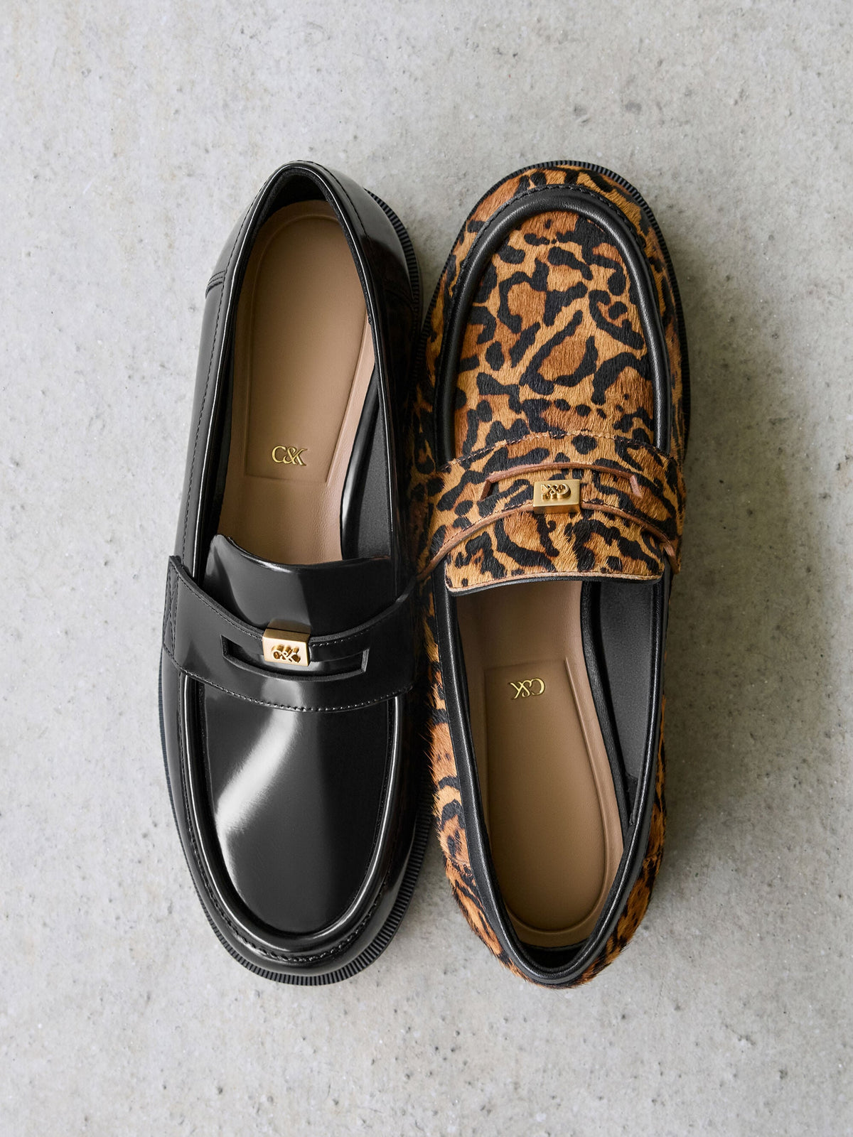 CHARLES & KEITH Popular / Georgina Calf Hair Leopard-Print Penny Loafers - Animal Print Brown