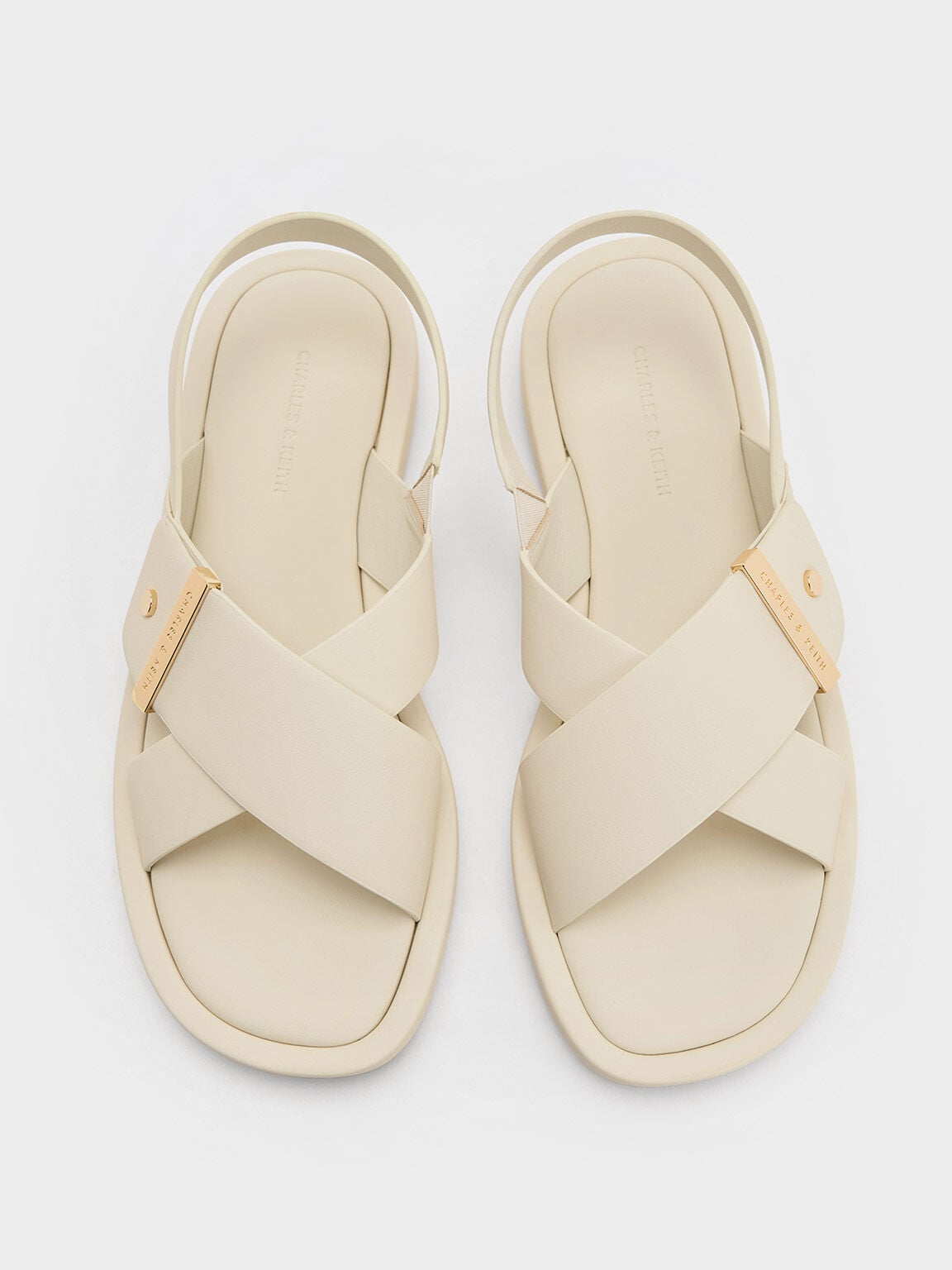 CHARLES & KEITH Value / Audra Crossover Slingback Sandals - Chalk