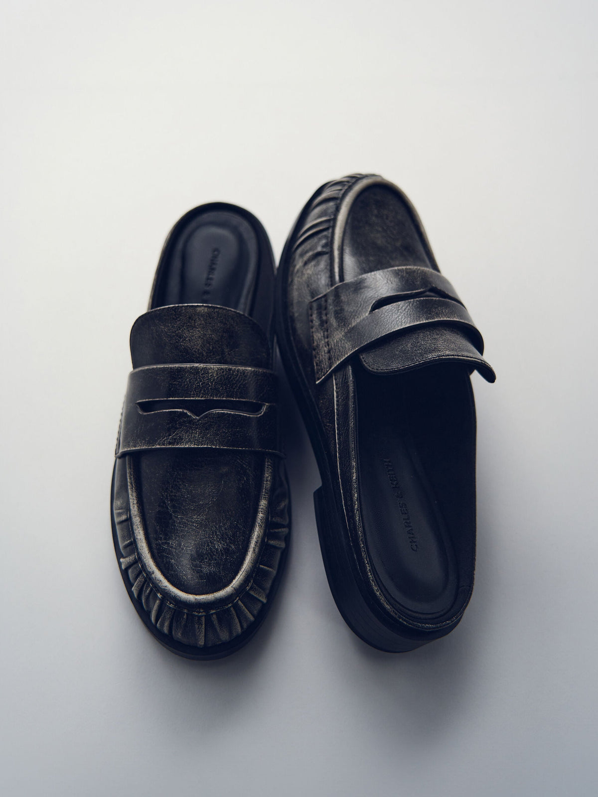 CHARLES & KEITH Classic / Dylan Penny Loafer Mules - Grey