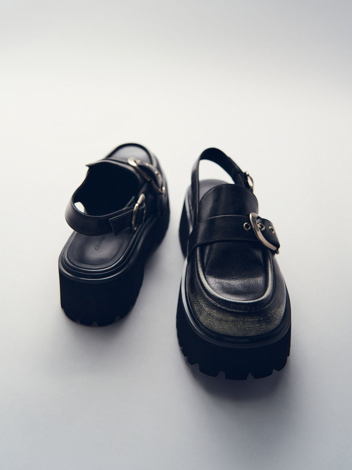 CHARLES & KEITH Discount / Eliot Platform Slingback Loafers - Grey