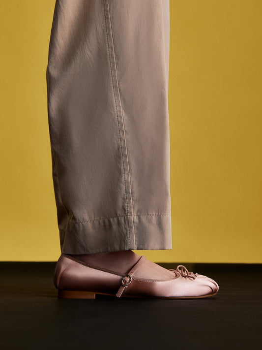 CHARLES & KEITH Value / Emiko Satin Bow Mary Jane Flats - Nude