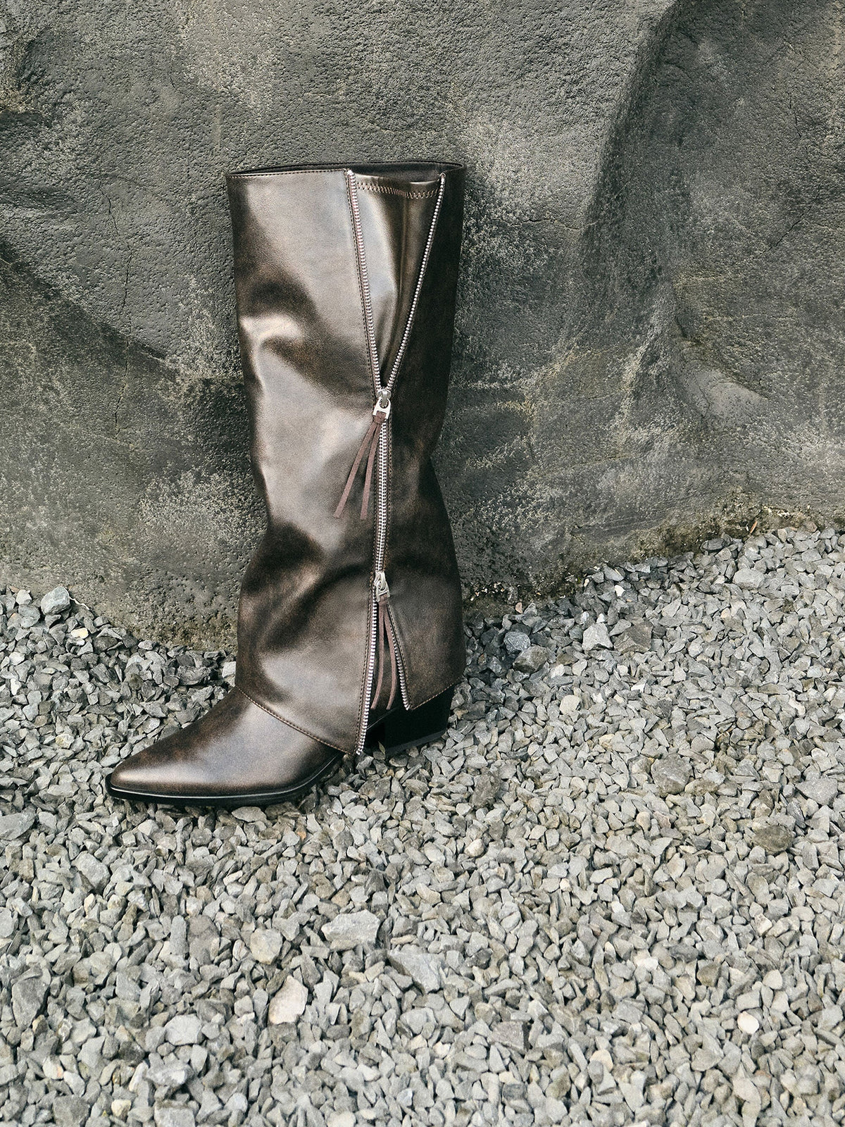 CHARLES & KEITH Hot Sale / Aether Tassel-Zip Knee-High Boots - Dark Brown