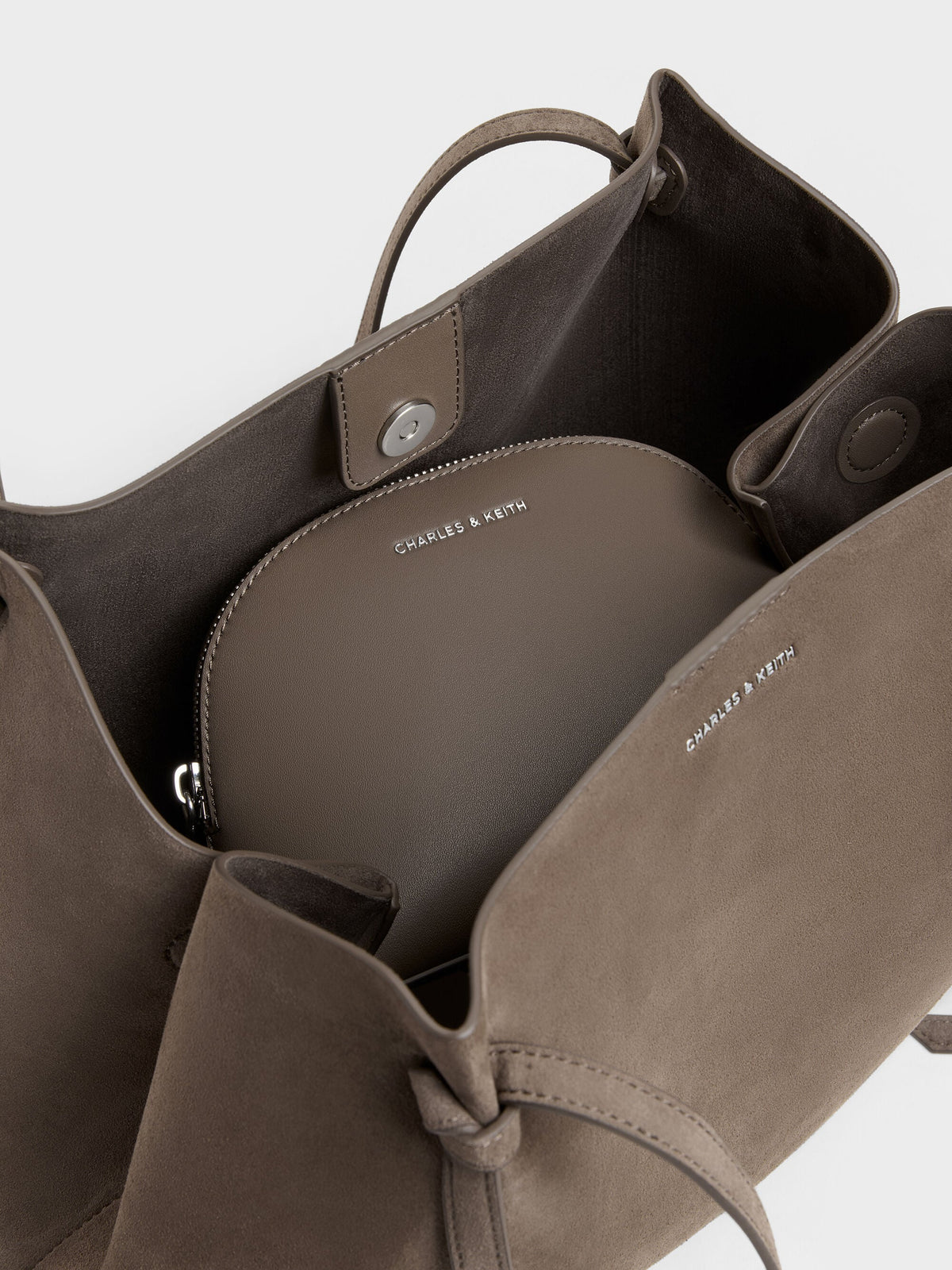 CHARLES & KEITH Popular / XL Calla Tote Bag - Stone Grey