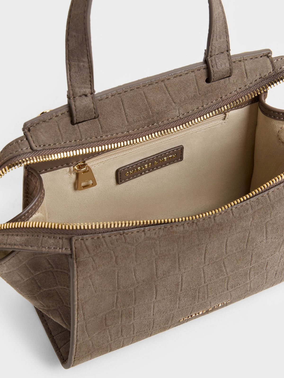 CHARLES & KEITH Sale / Pansy Trapeze Top Handle Bag - Stone Grey