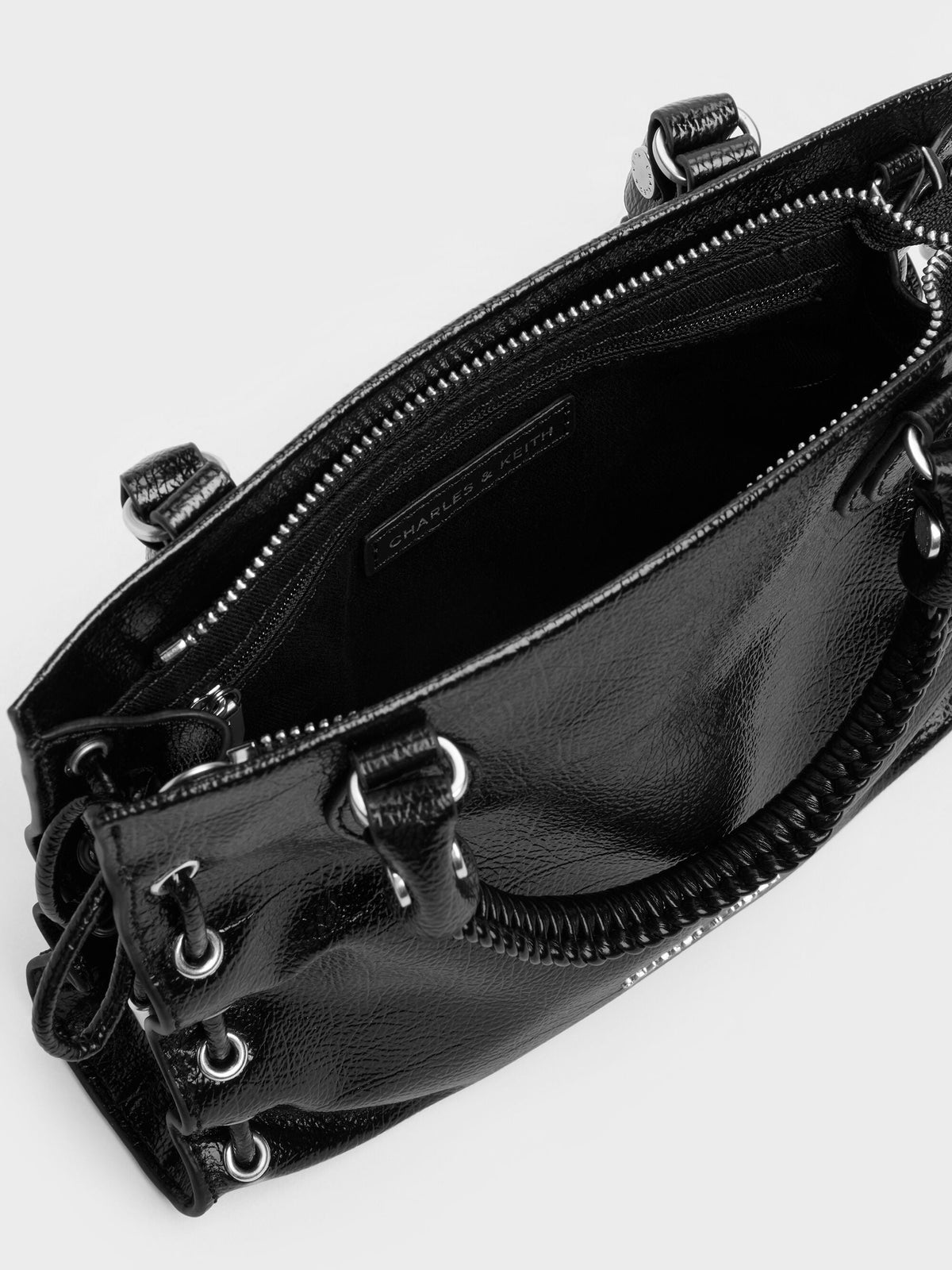 CHARLES & KEITH Best Price / Mini Nylah Grommet Lace-Up Tote Bag - Noir