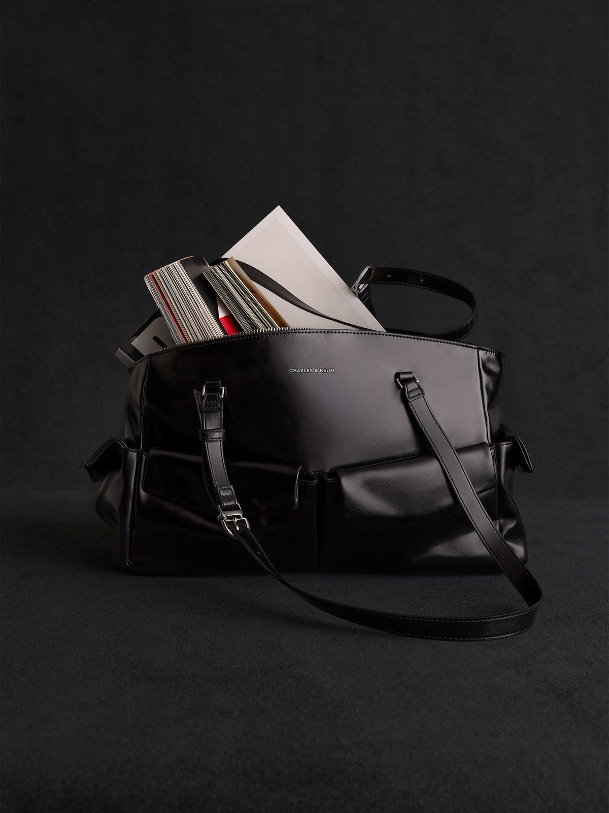 CHARLES & KEITH Exclusive / Rachel Multi-Pocket Tote Bag - Noir