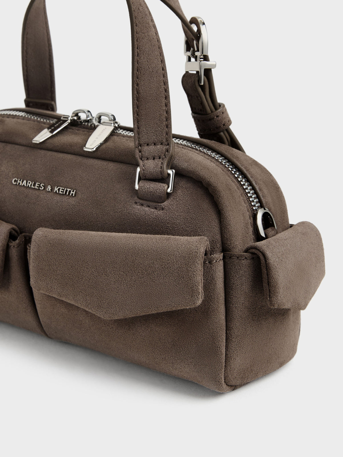 CHARLES & KEITH Featured / Rachel Multi-Pocket Bowling Bag - Stone Grey