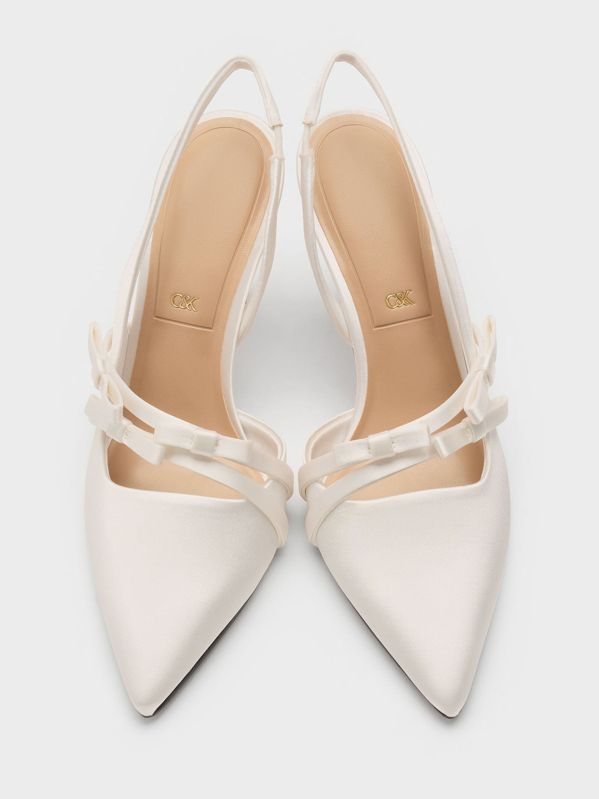 CHARLES & KEITH Deals / Jessy Bow Slingback Pumps - White