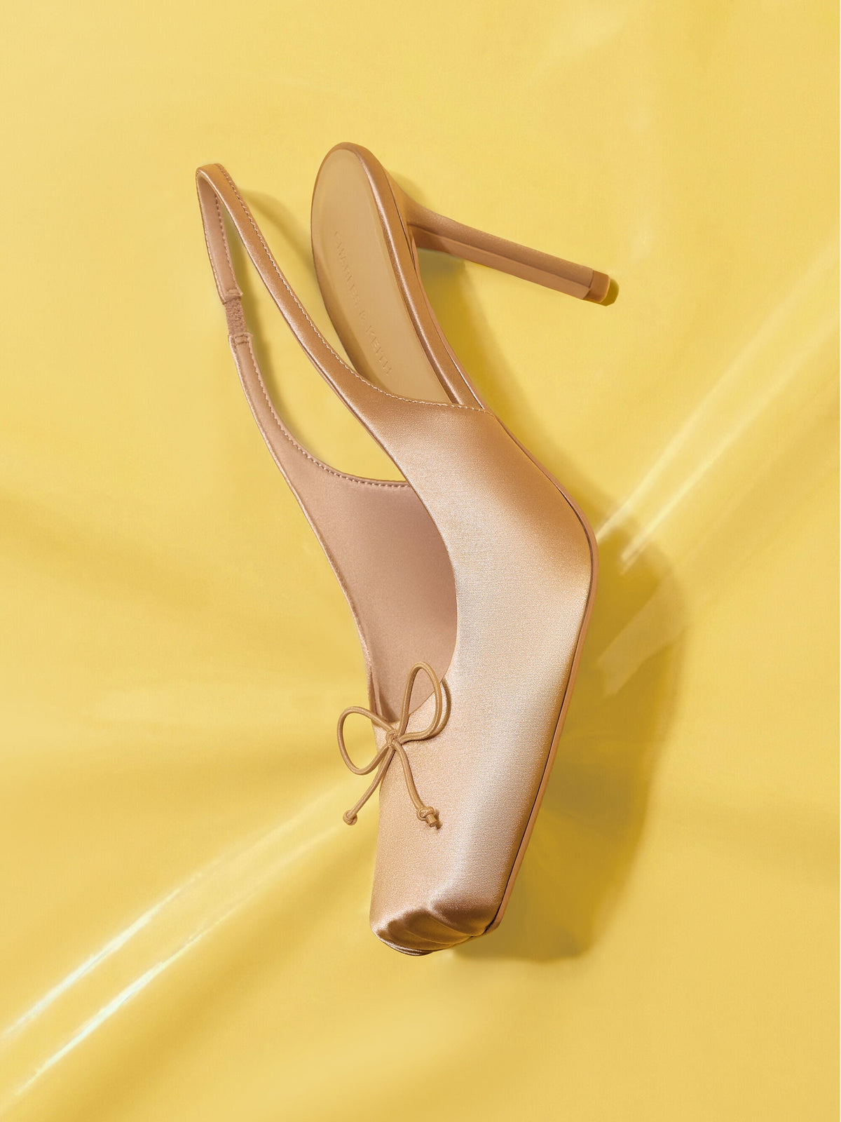 CHARLES & KEITH Discount / Satin Ruched Stiletto Slingback Pumps - Nude
