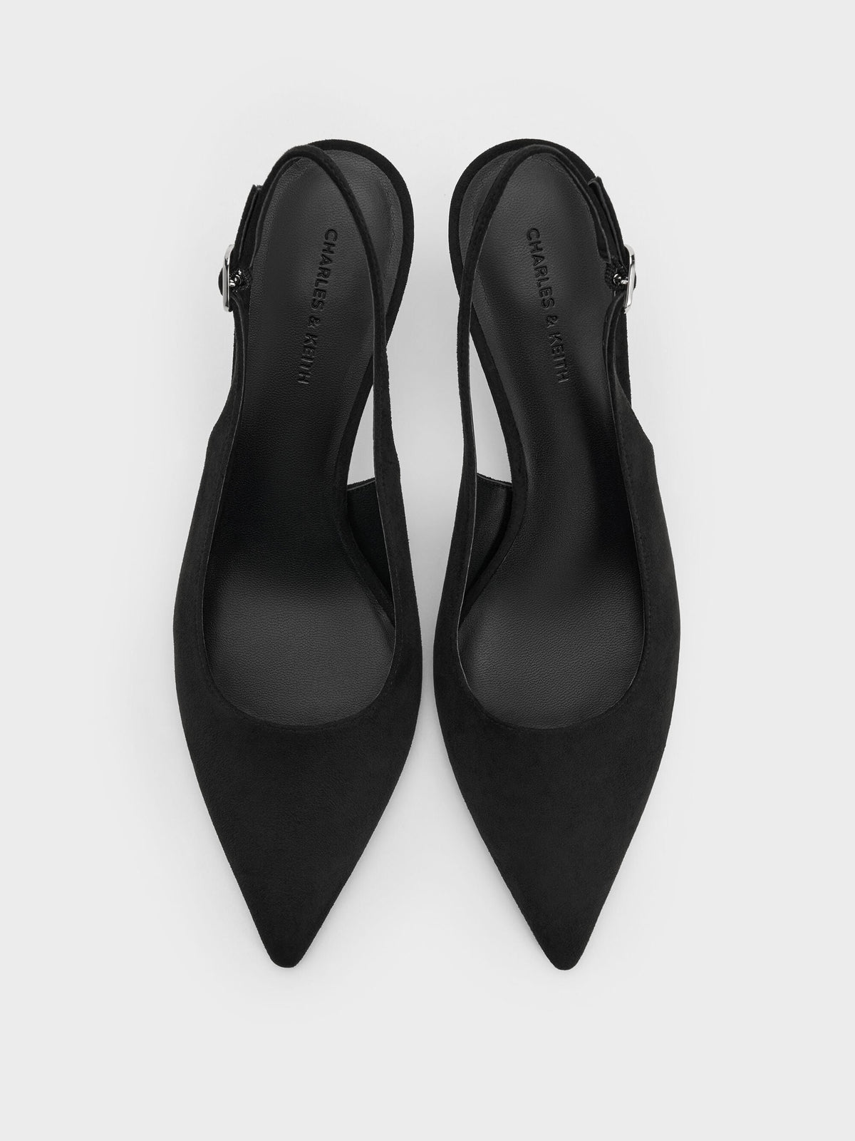 CHARLES & KEITH Recommended / Kaia Faux Suede Slingback Pumps - Black Textured