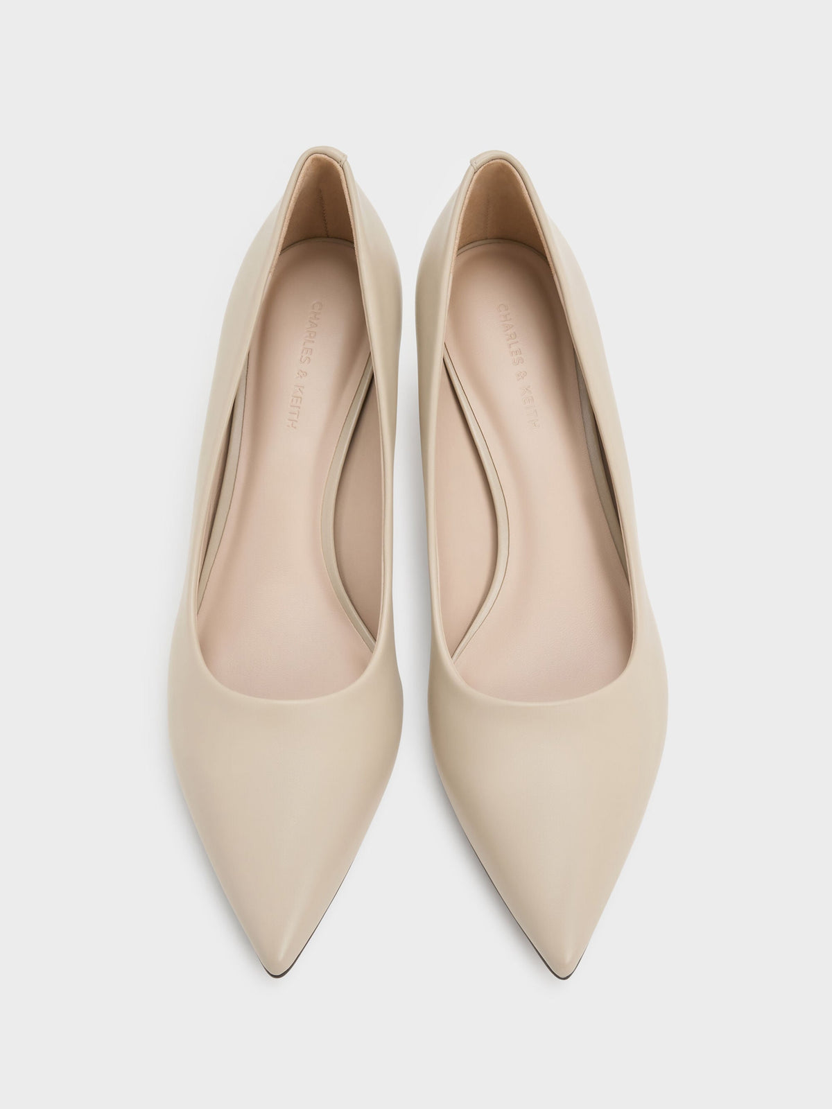 CHARLES & KEITH Top Pick / Cammie Metallic-Heel Pumps - Chalk