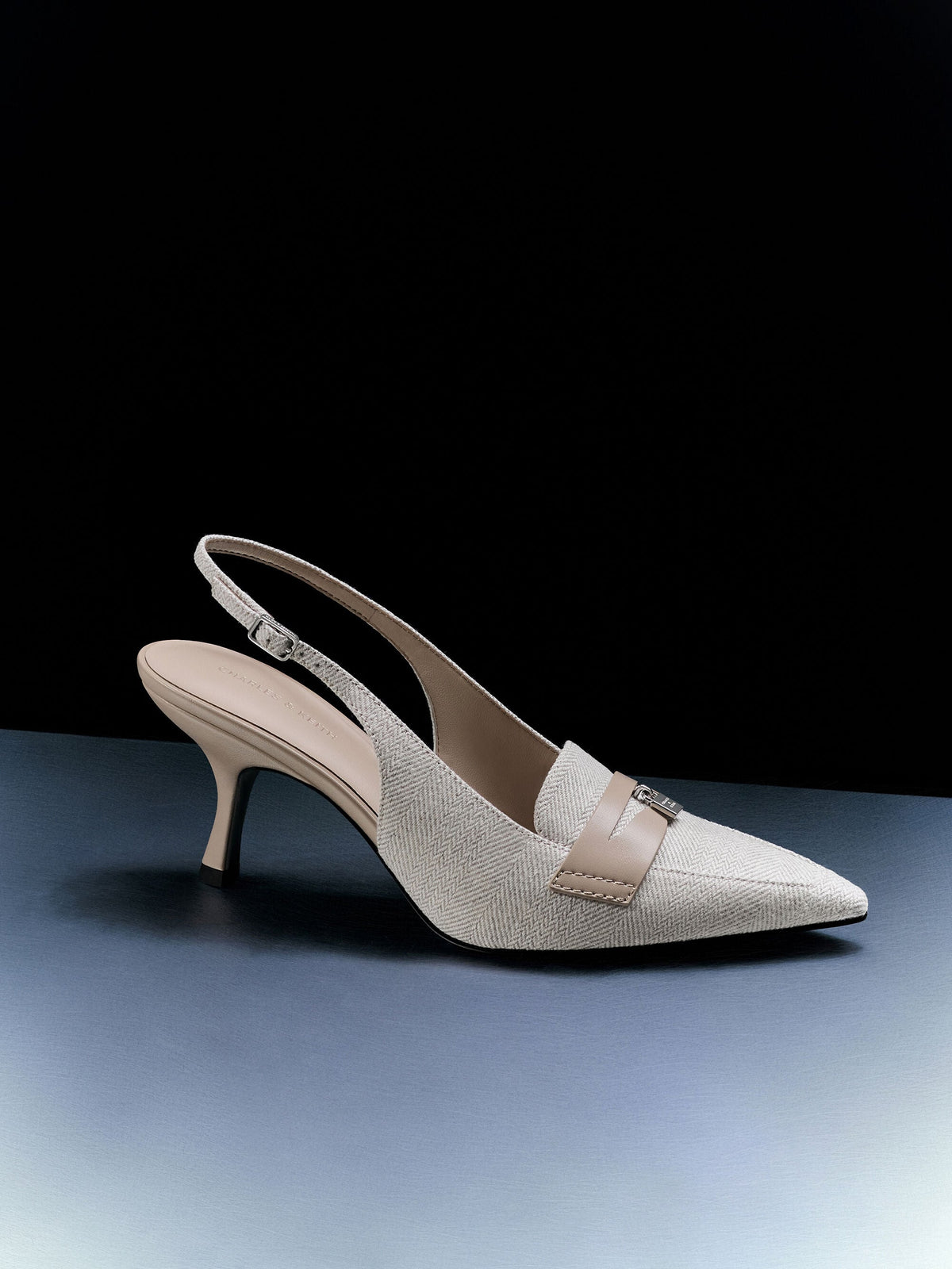 CHARLES & KEITH Recommended / Griselda Two-Tone Slingback Pumps - Light Grey