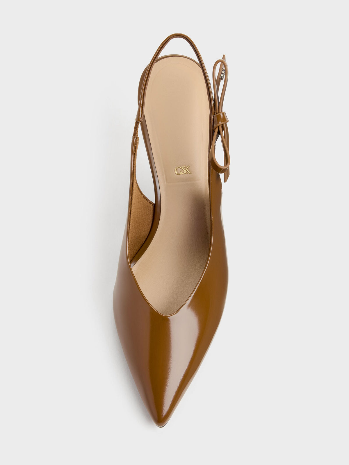 CHARLES & KEITH New / Anastasia Leather Slingback Pumps - Brown