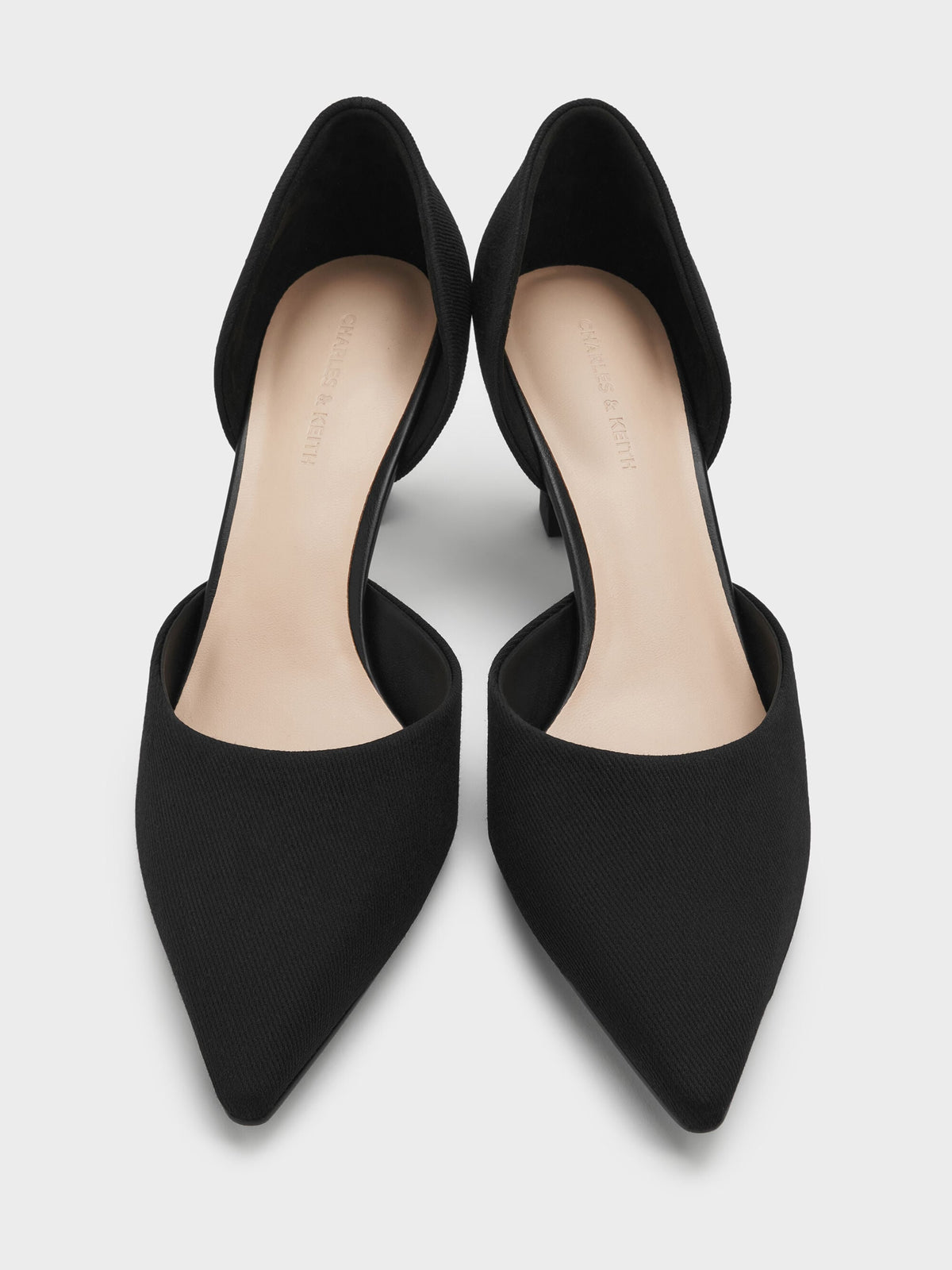 CHARLES & KEITH Best Price / Kerra Twill Pointed D'Orsay Pumps - Black Textured