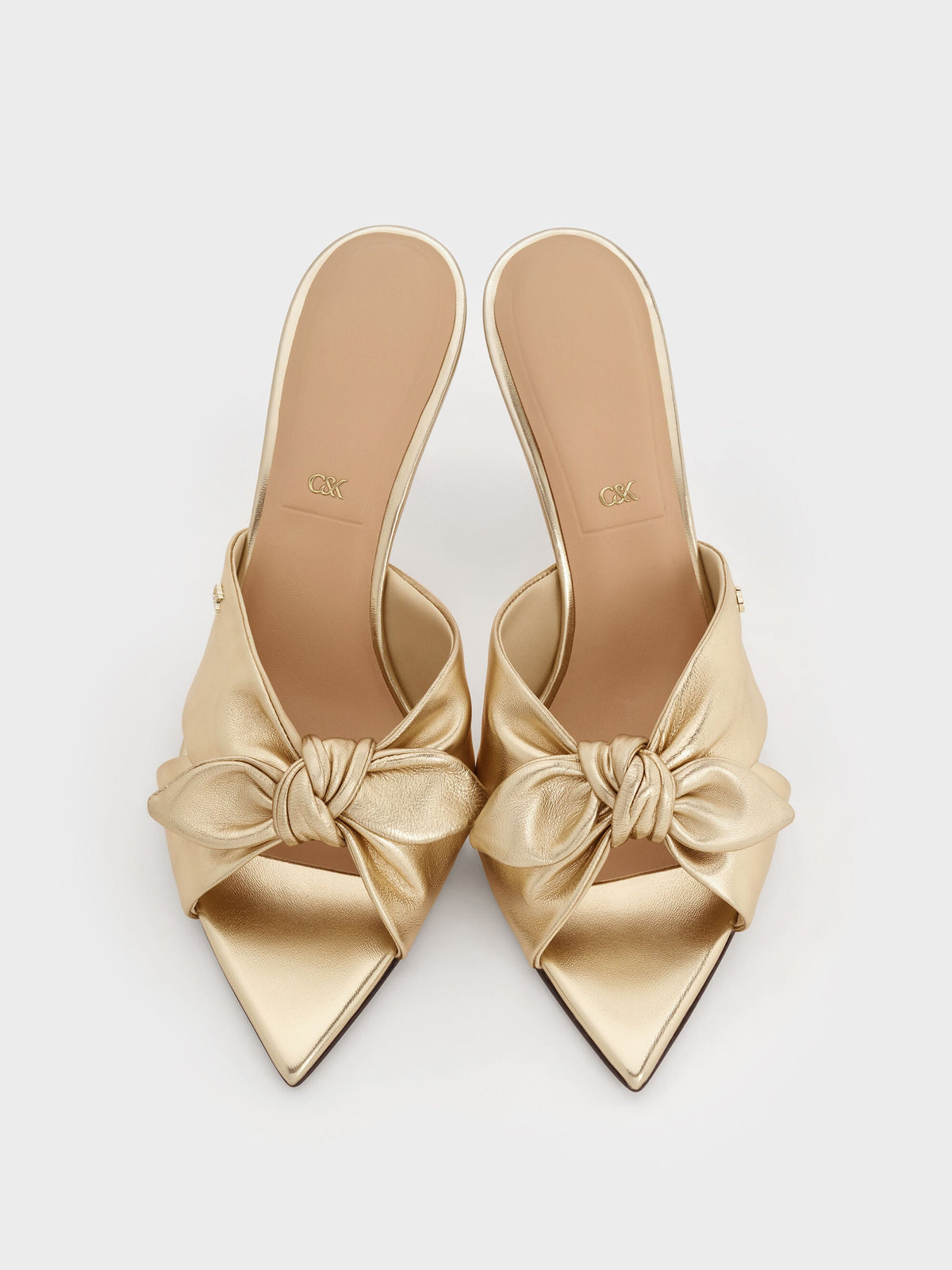 CHARLES & KEITH Best Seller / Jayce Metallic Leather Stiletto Mules - Gold
