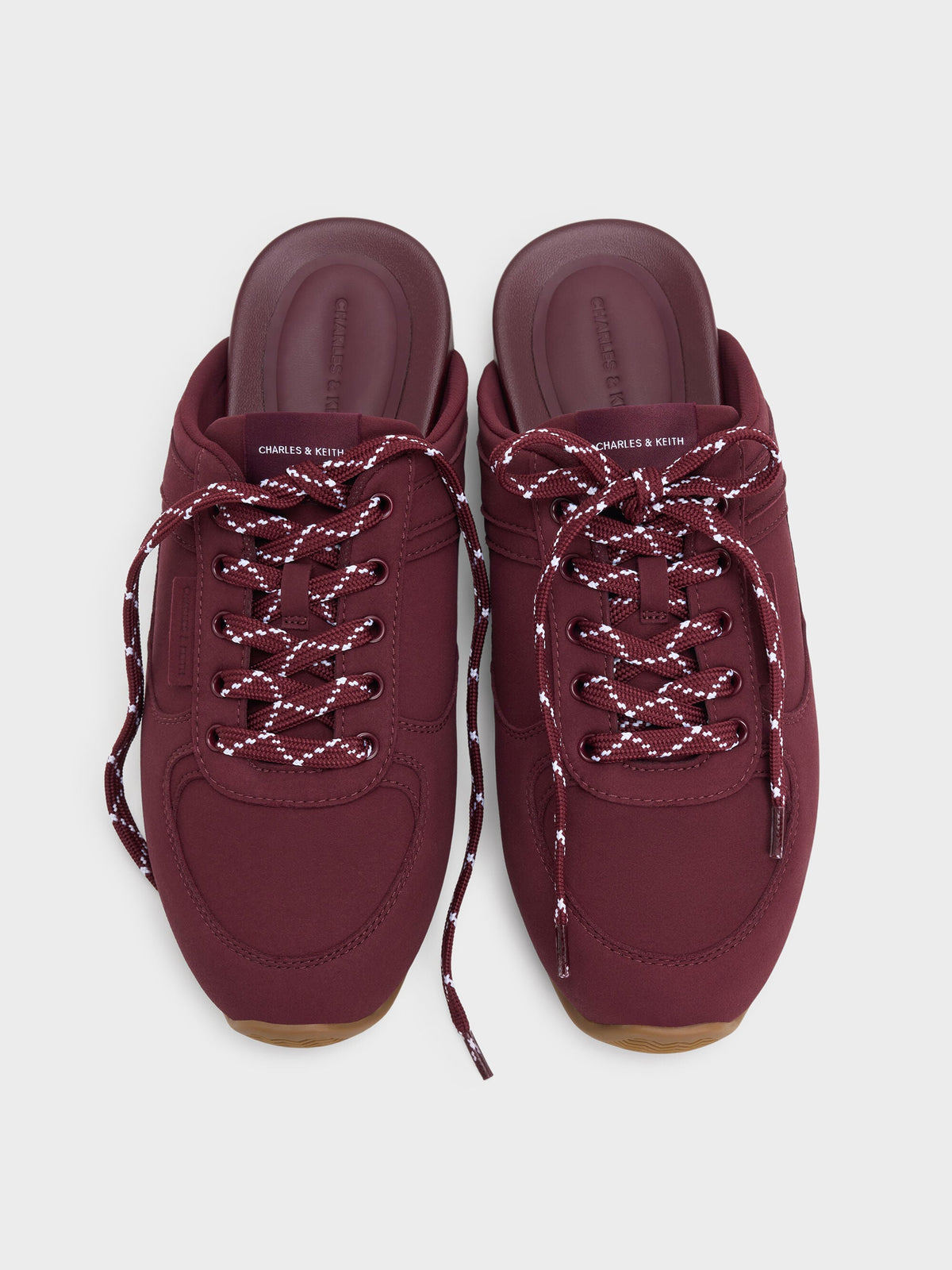 CHARLES & KEITH Popular / Lace-Up Sneaker Mules - Burgundy