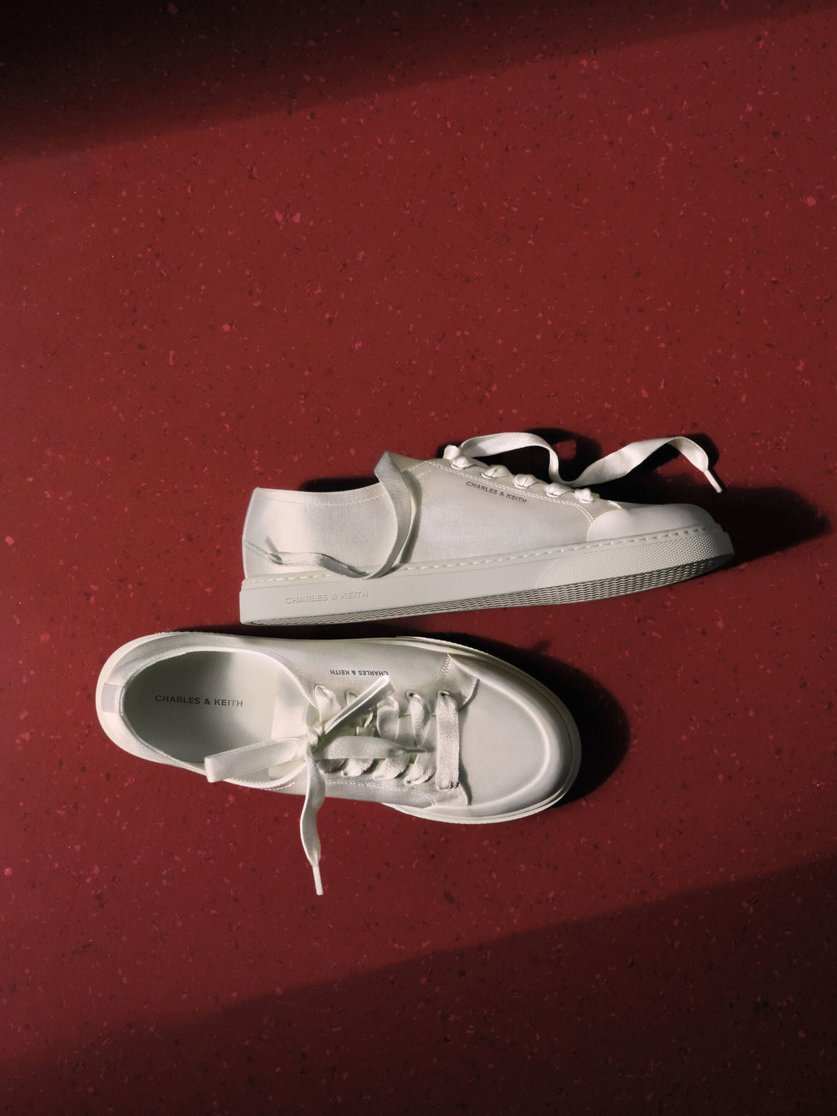 CHARLES & KEITH Featured / Satin Lace-Up Sneakers - White