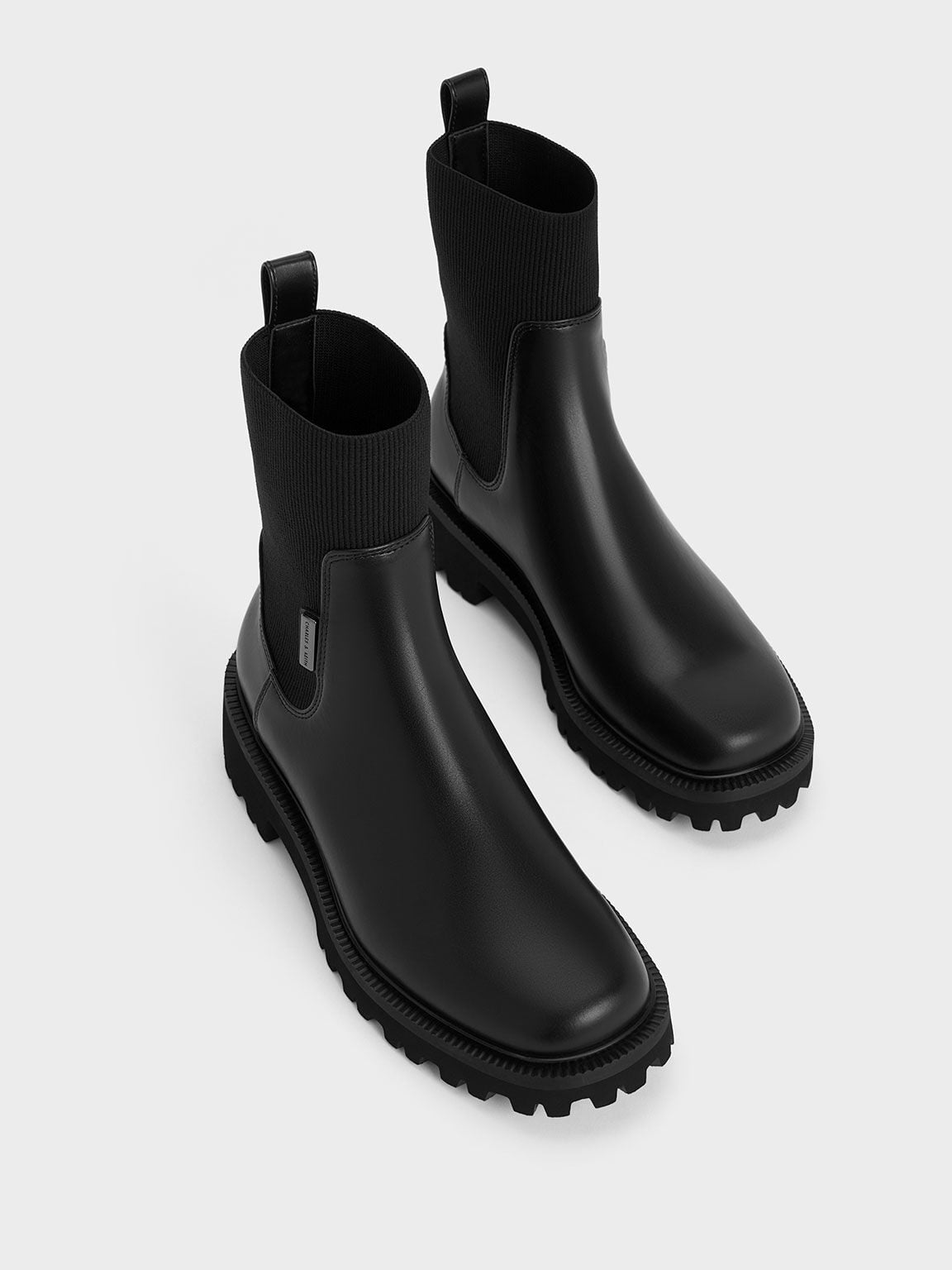 CHARLES & KEITH Hot Sale / Remy Ridged-Sole Chelsea Boots - Black