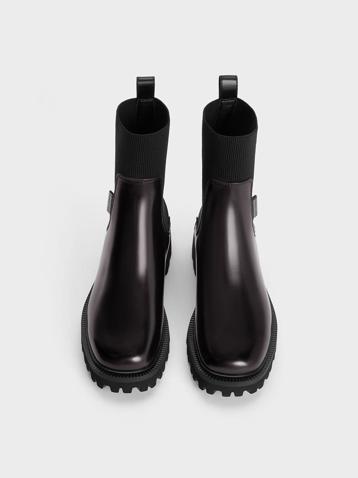 CHARLES & KEITH Customer Favorite / Remy Ridged-Sole Chelsea Boots - Burgundy