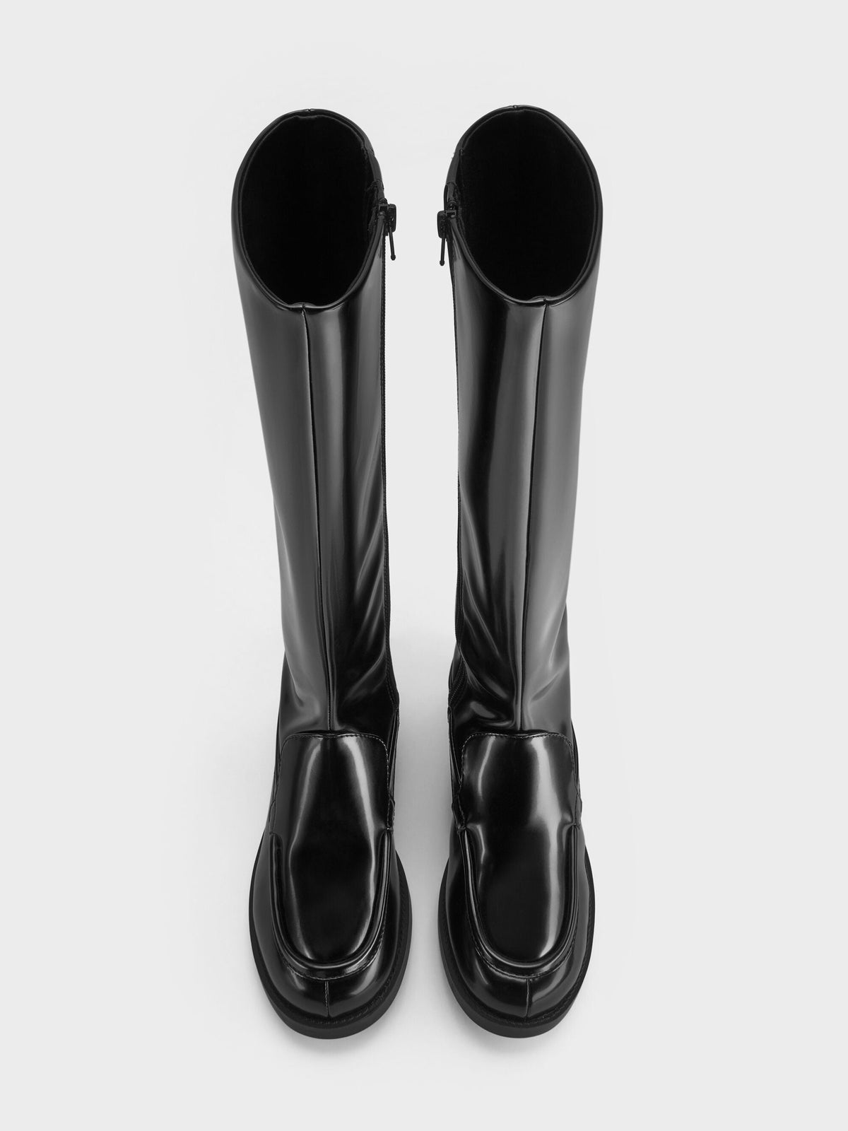 CHARLES & KEITH Value / Jagger Knee-High Loafer-Boots - Black Box
