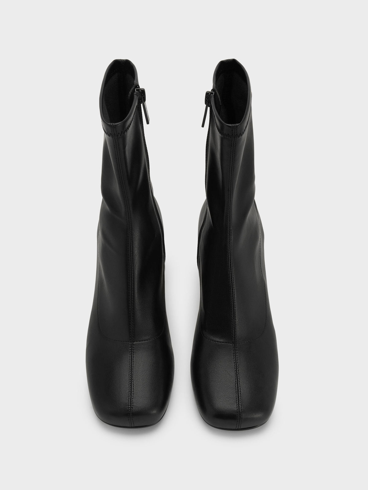 CHARLES & KEITH Signature / Jully Metallic Trapeze Heel Ankle Boots - Black