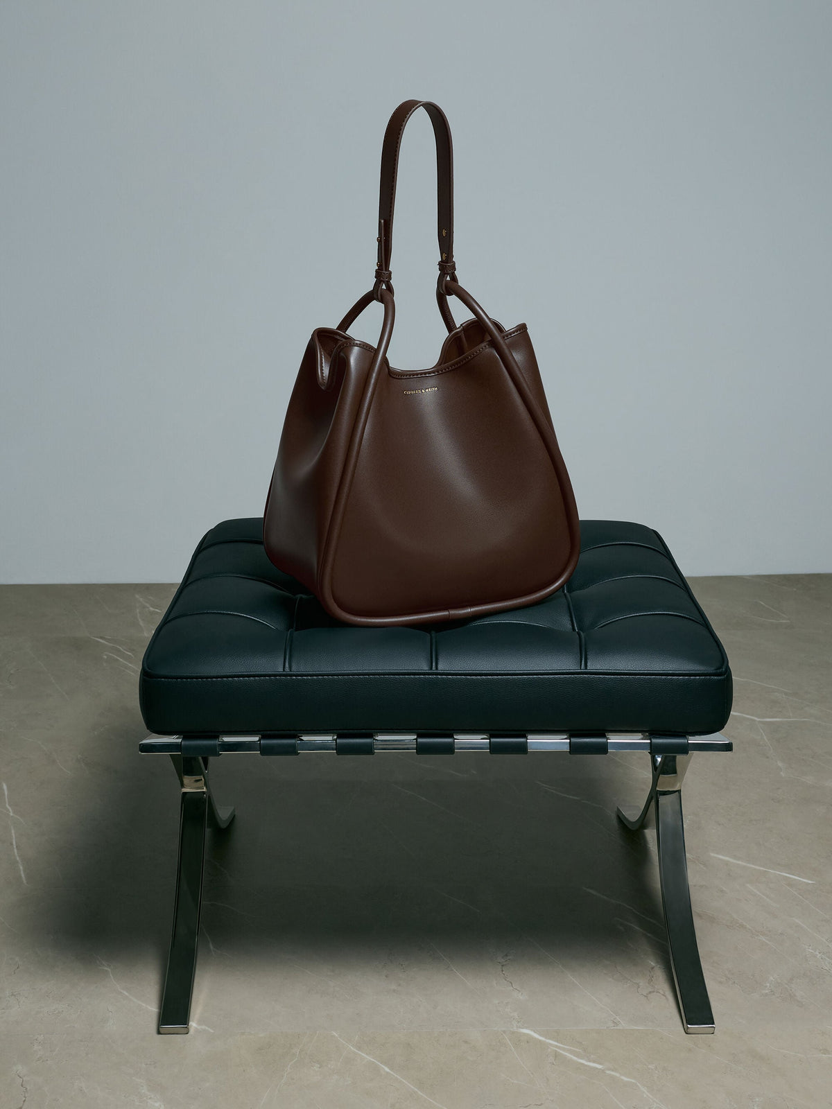CHARLES & KEITH Trusted / Lyla Tubular Slouchy Tote Bag - Espresso Brown