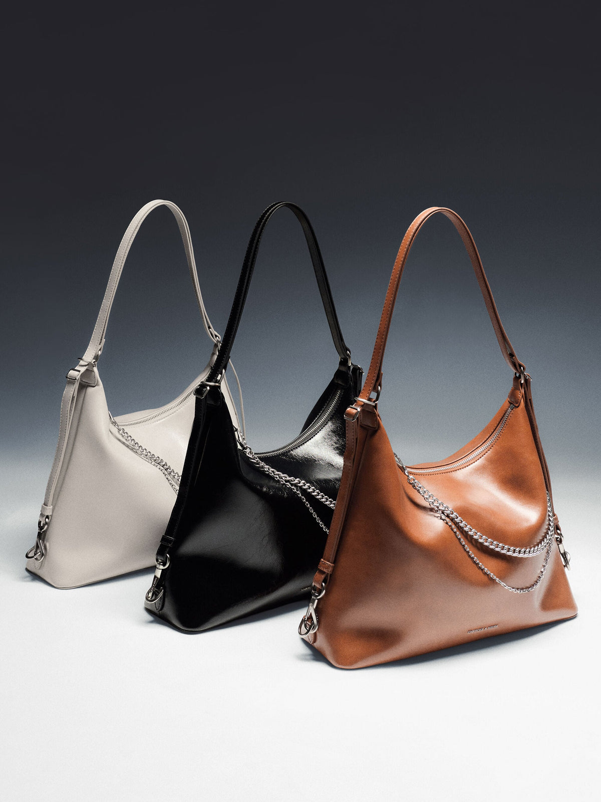CHARLES & KEITH Classic / Atwood Chain Convertible Hobo Bag - Noir