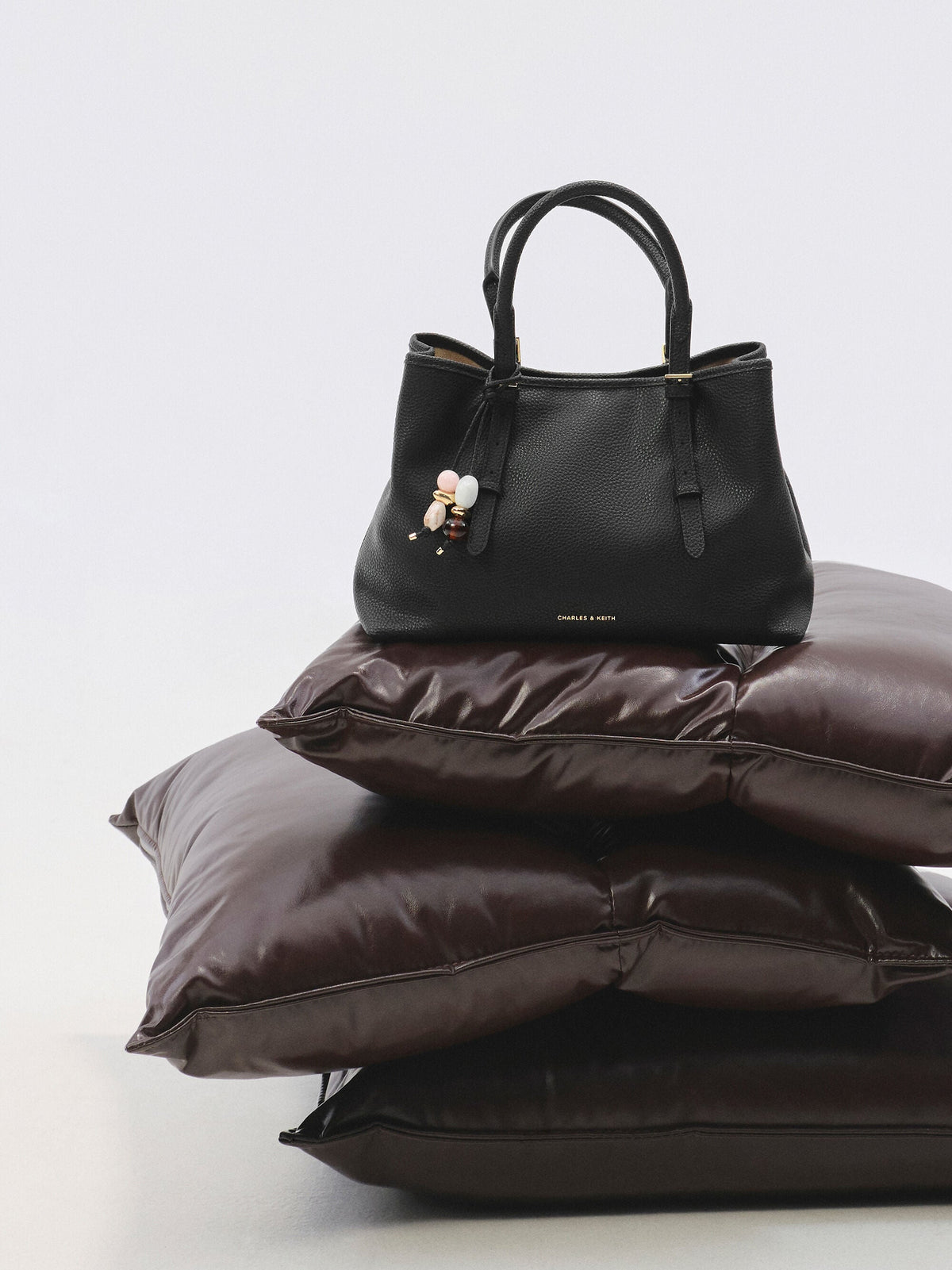 CHARLES & KEITH Deals / Baral Bead-Charm Tote Bag - Black
