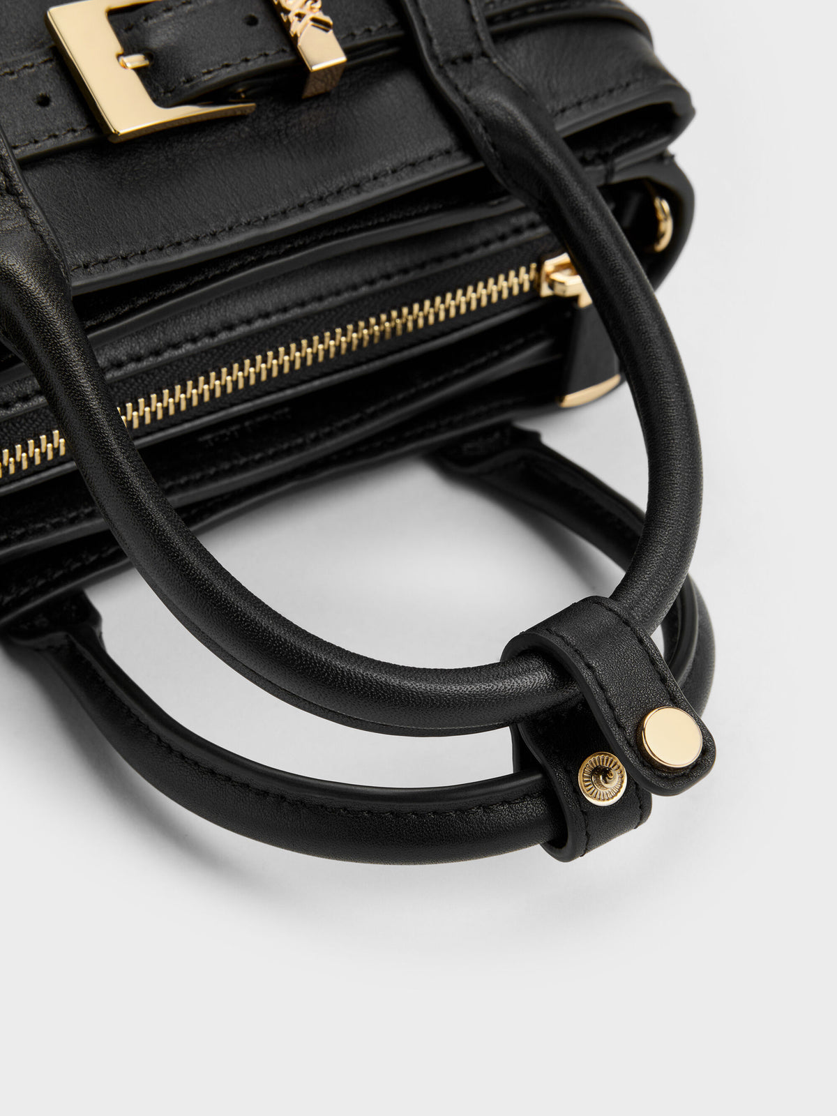 CHARLES & KEITH Classic / Jody Leather Belted Tote Bag - Black