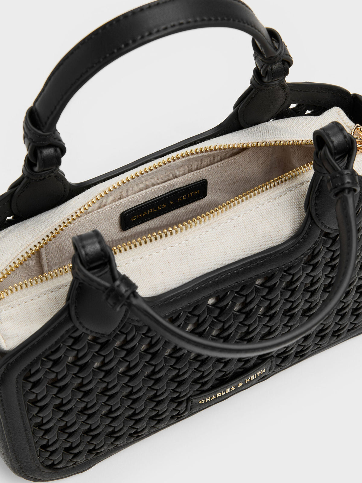 CHARLES & KEITH Great Value / Mini Azure Woven Tote Bag - Black