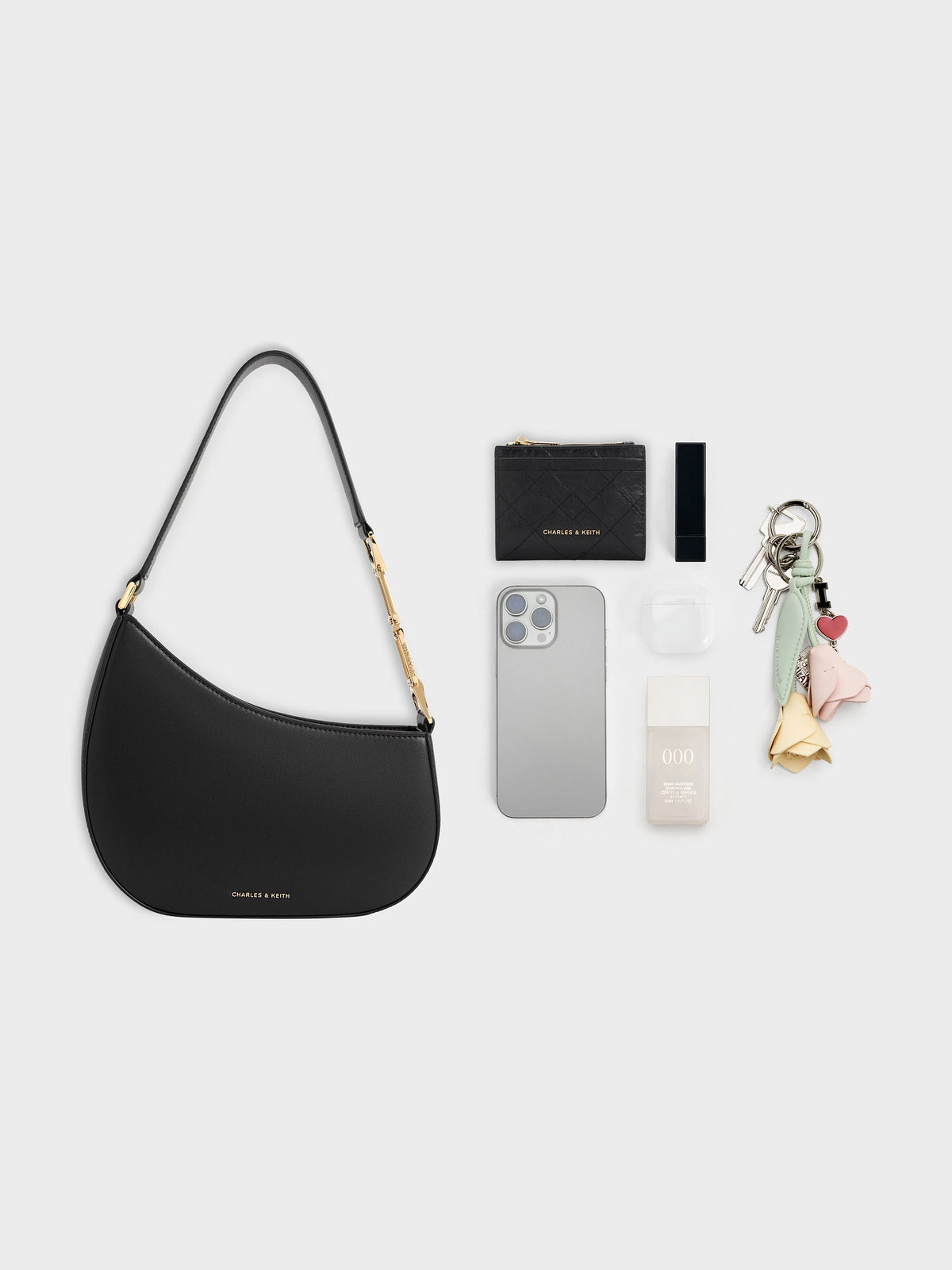 CHARLES & KEITH Everyday / Agatha Chain-Strap Shoulder Bag - Black