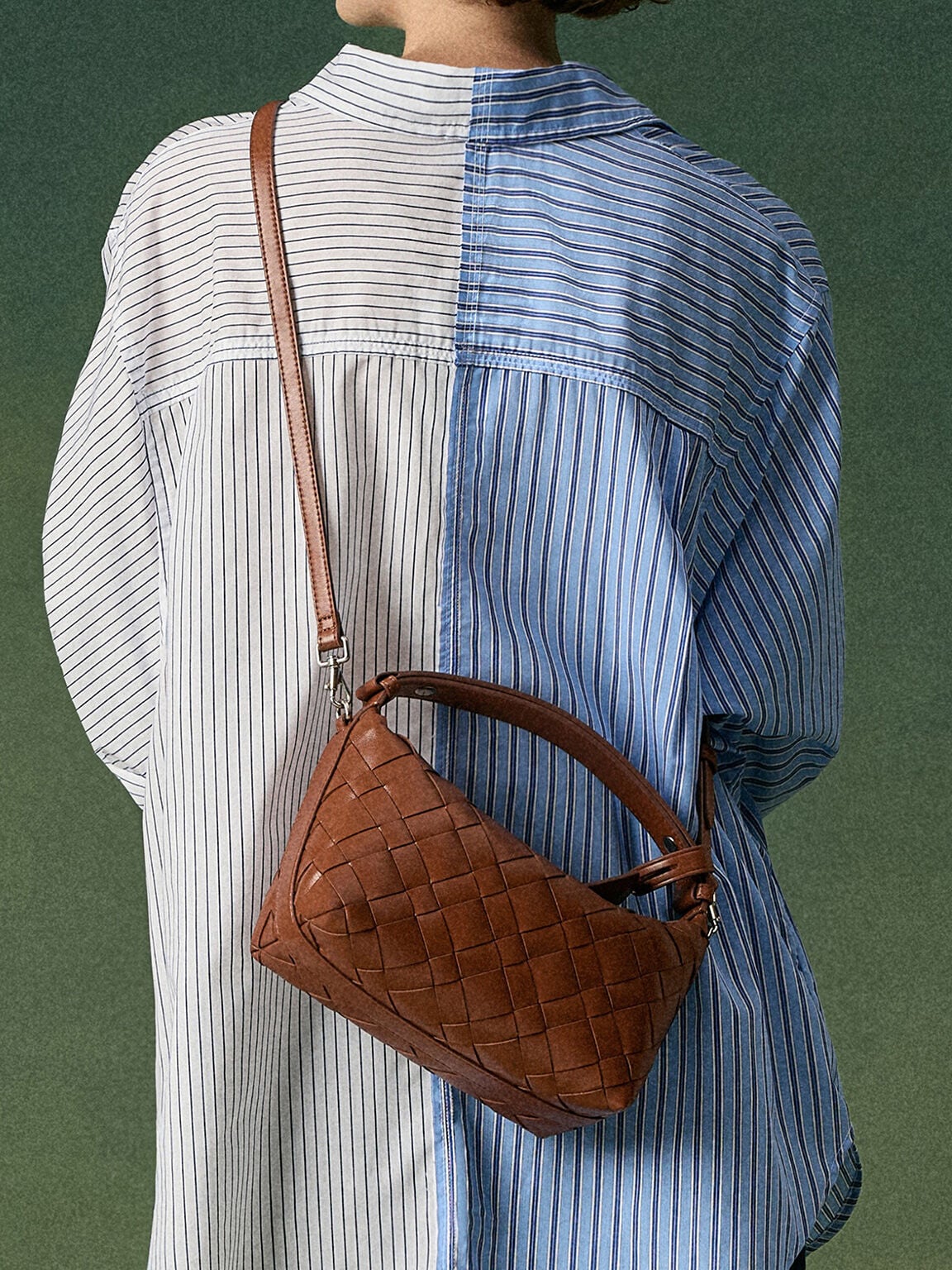 CHARLES & KEITH Trusted / Ivette Woven Shoulder Bag - Chocolate