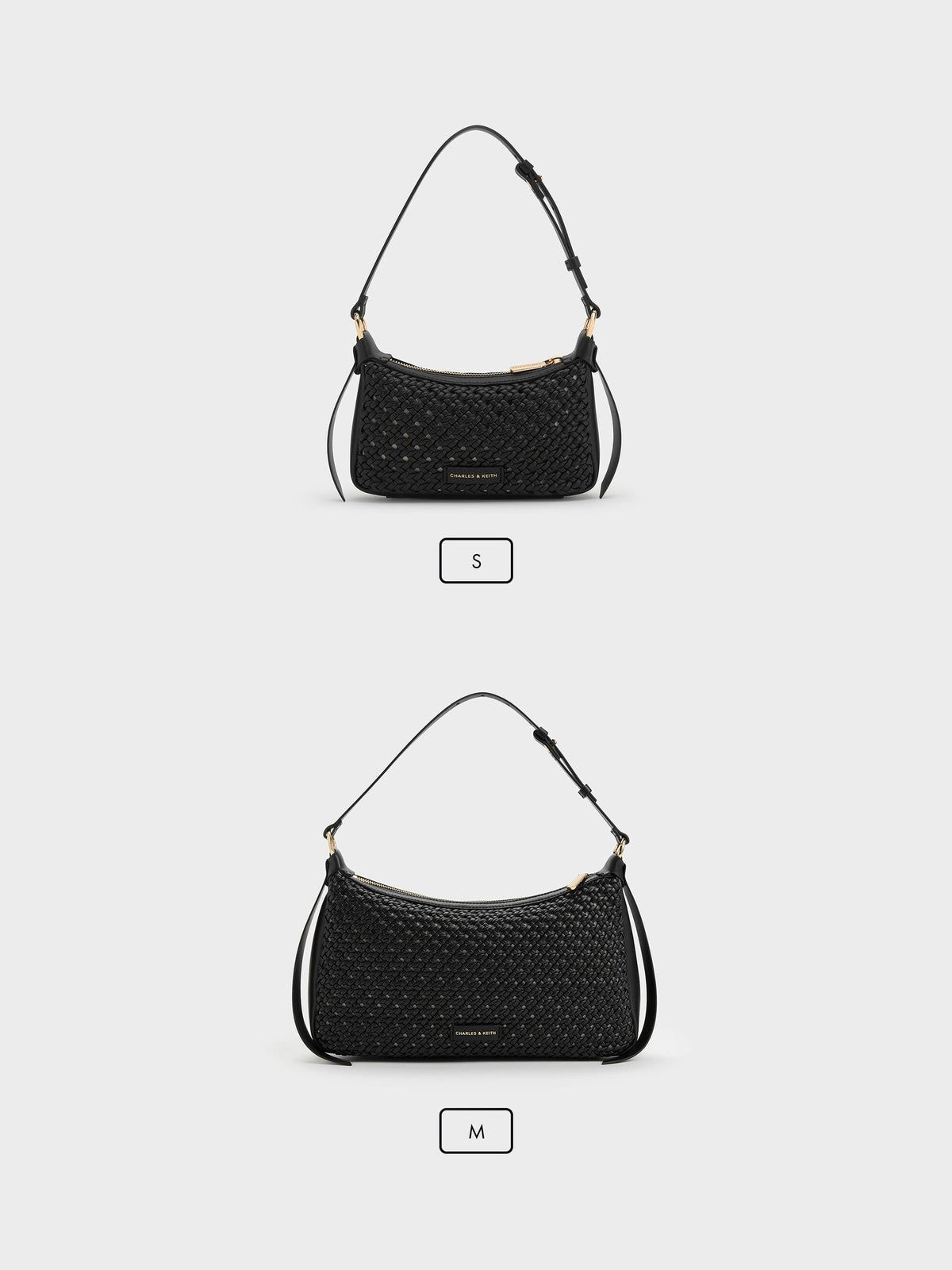 CHARLES & KEITH Classic / Mini Calla Woven Shoulder Bag - Black