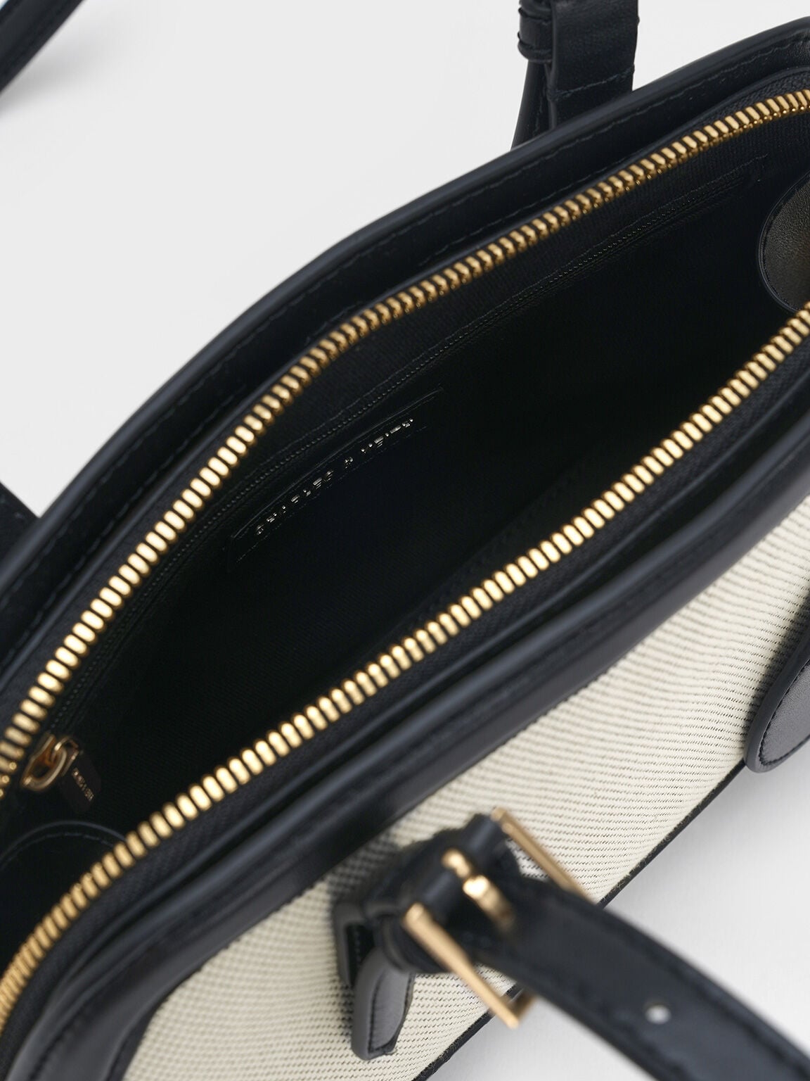 CHARLES & KEITH New / Enola Canvas Long-Handle Shoulder Bag - Black