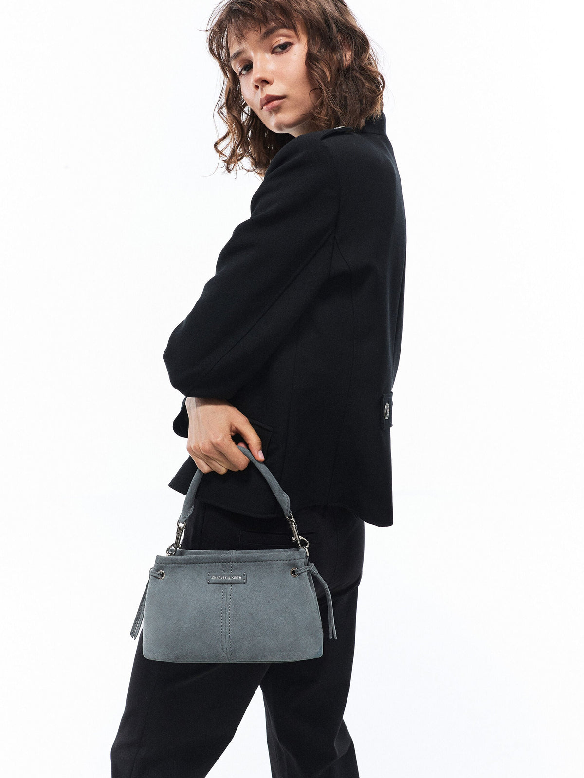 CHARLES & KEITH Best Seller / Noane Top Handle Bag - Smoky Blue