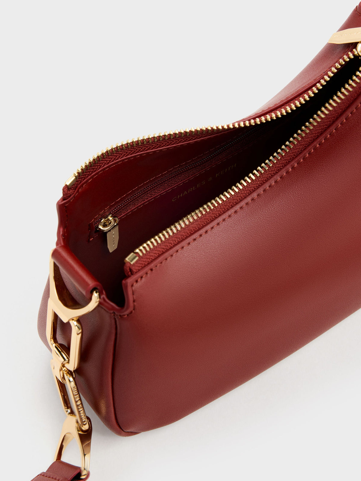 CHARLES & KEITH Latest / Mini Agatha Chain-Strap Shoulder Bag - Burgundy