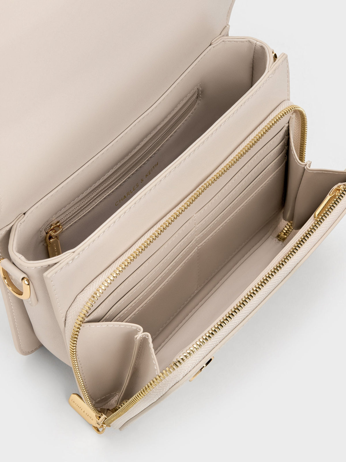 CHARLES & KEITH Discount / Octavia Front Flap Top Handle Bag - Ivory