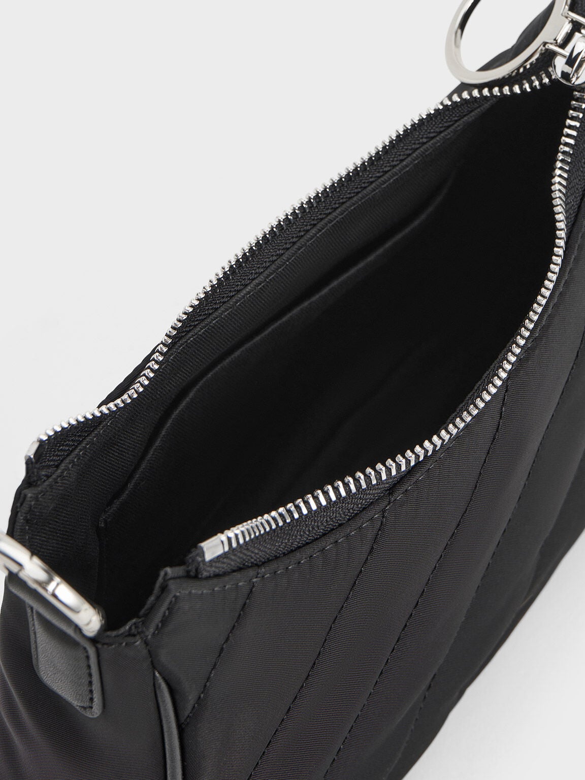CHARLES & KEITH Great Value / Philomena Nylon Puffy Chain-Strap Crossbody Bag - Noir