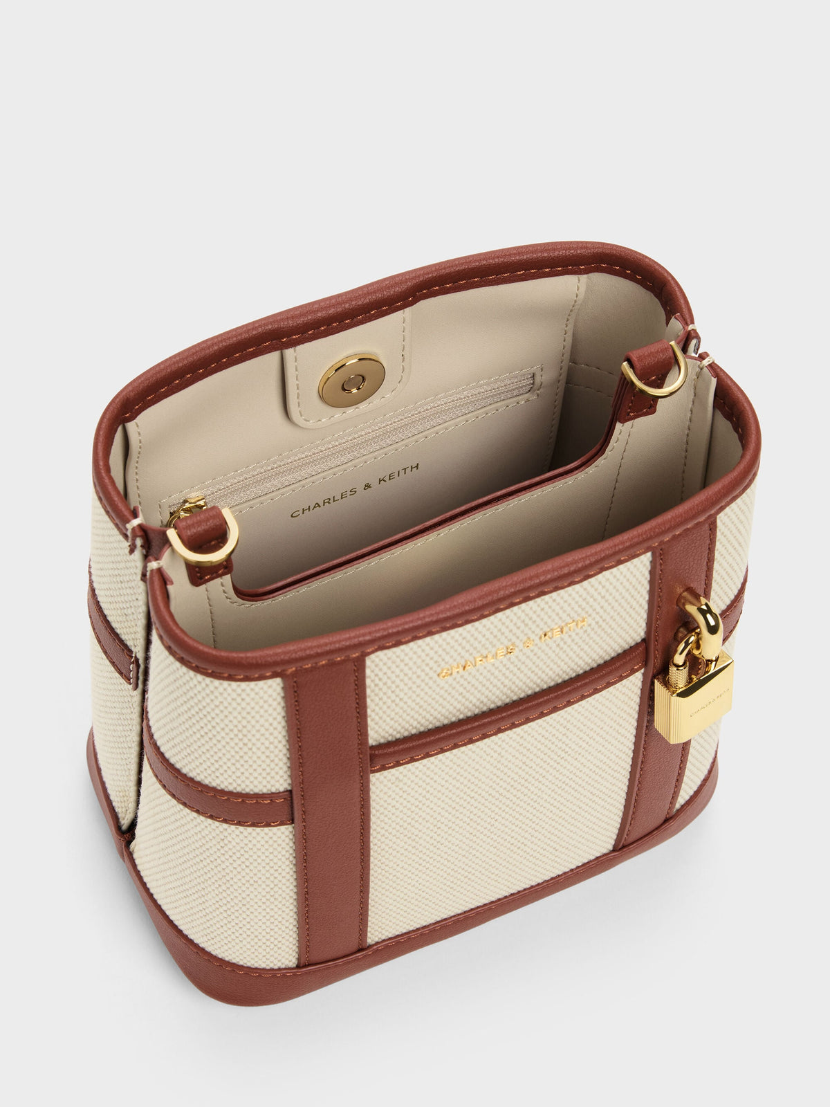 CHARLES & KEITH Top Pick / Scottie Canvas Bucket Bag - Brick