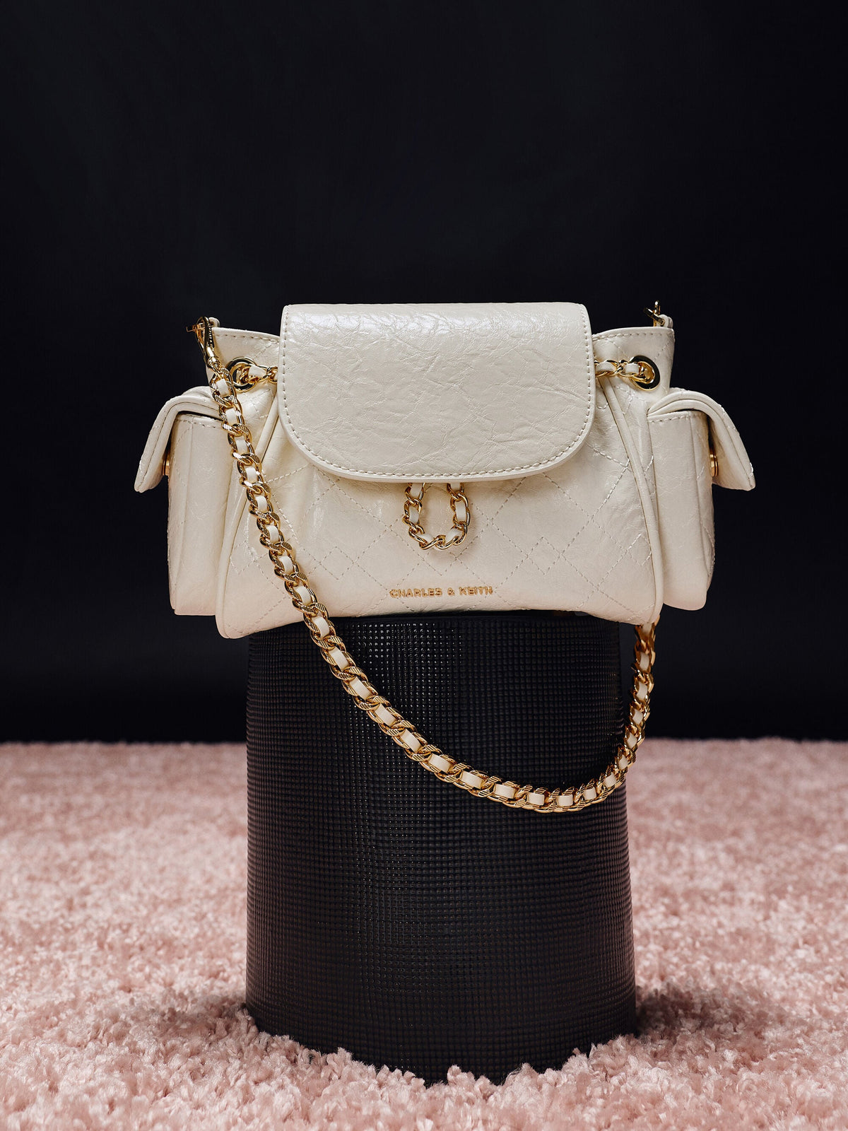 CHARLES & KEITH Signature / Duo Quilted Two-Way Front Flap Backpack - Cream