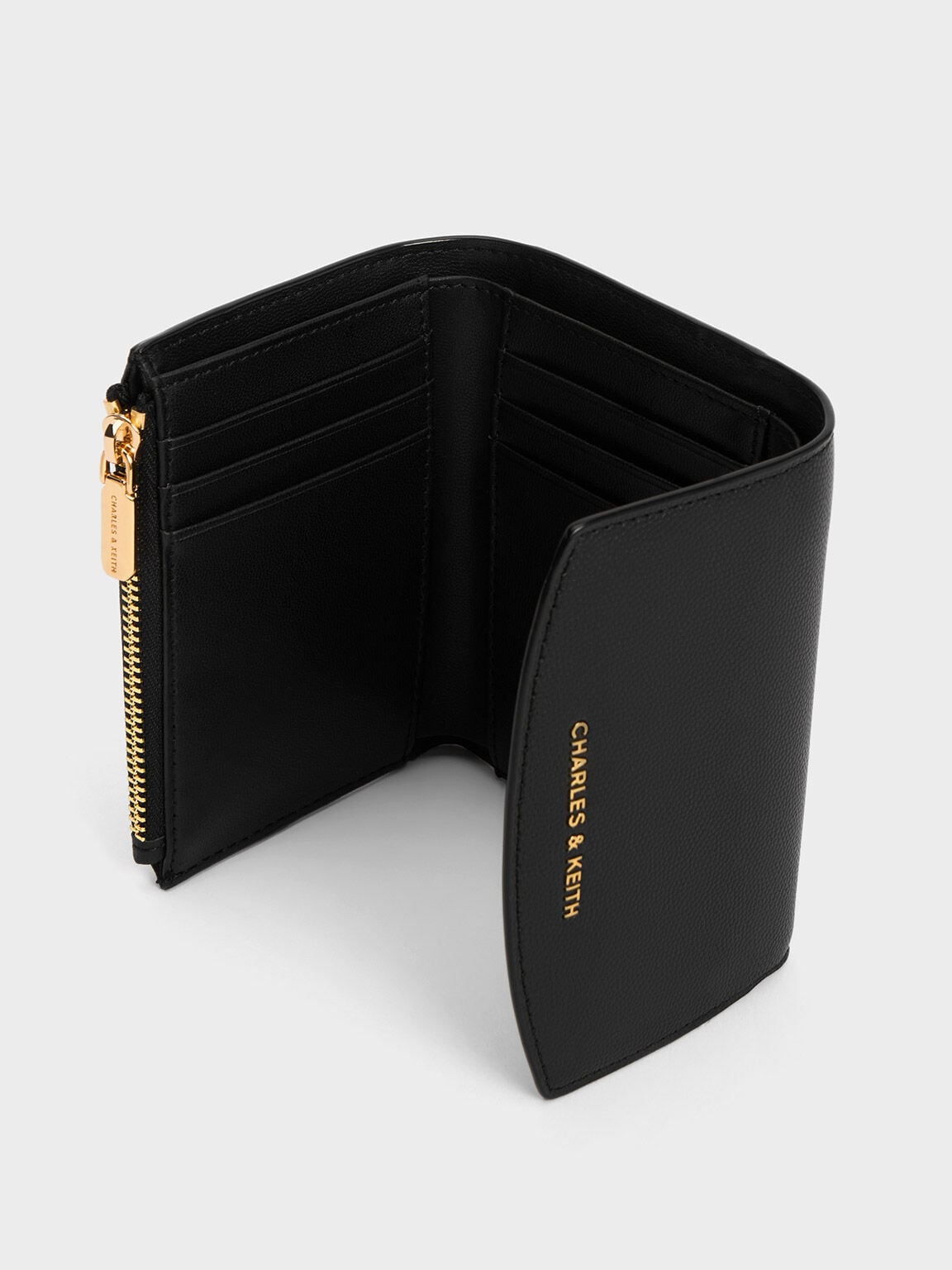 CHARLES & KEITH Hot Sale / Briony Curved Flap Wallet - Black