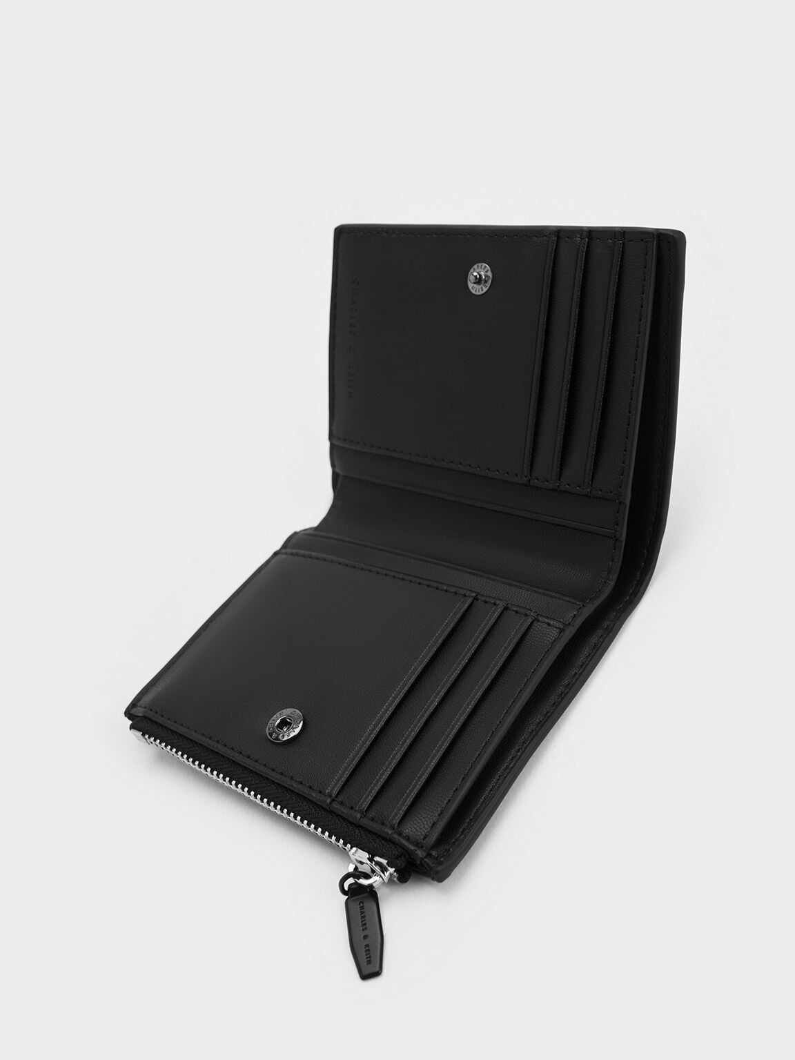 CHARLES & KEITH Essential / Midori Geometric Top-Zip Wallet - Noir