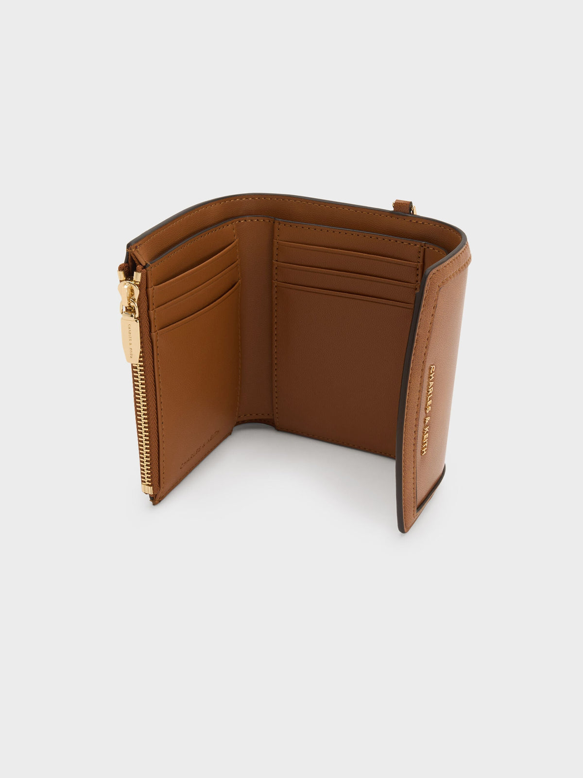CHARLES & KEITH Everyday / Haylen Front-Flap Small Wallet - Distressed Tan