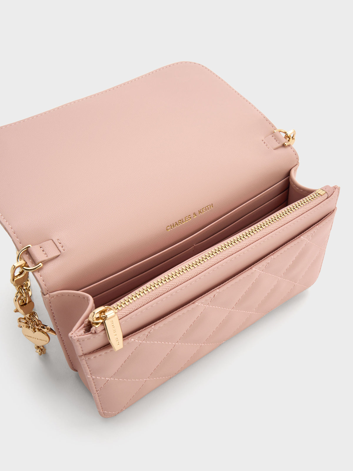 CHARLES & KEITH Sale / Arrietty Quilted Wallet On Chain - Light Pink