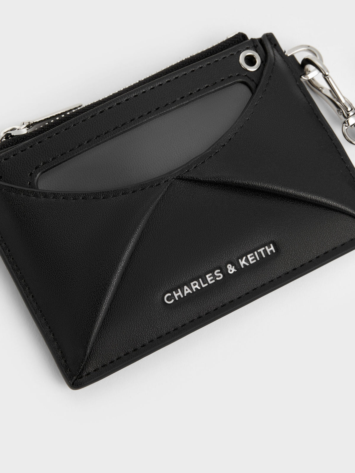 CHARLES & KEITH Quality / Hazel Bow Panelled Card Holder - Noir