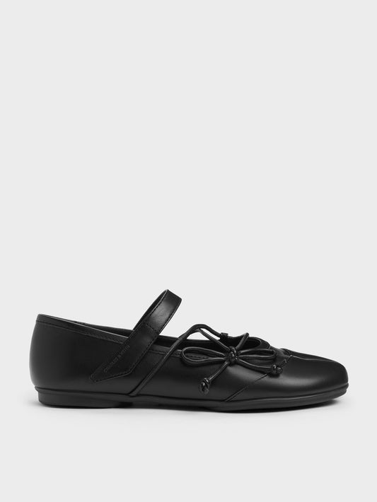 CHARLES & KEITH Special Offer / Aether Lace-Up Split-Toe Mary Jane Flats - Black